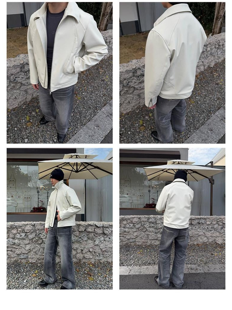 CATSSTAC Windproof Loose Fit High Collar Zip Short Unisex Polyester Cropped Jackets