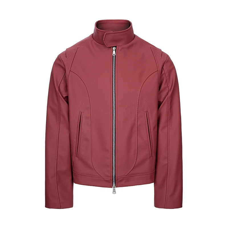 CATSSTAC_Windproof_Loose_Fit_Short_Zip_Front_Round_Neck_Mens_Polyester_Red_Black_Jackets_MISSTT