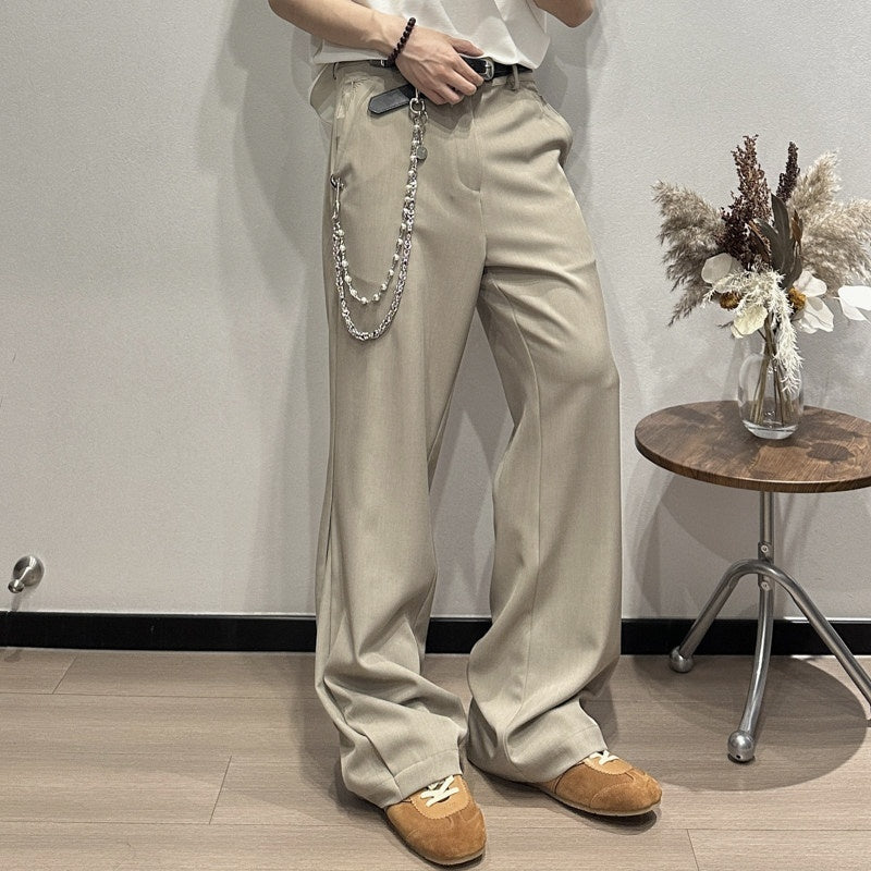 CATSSTAC Wrinkle Free Embroidered Loose Fit Subtle Flare Khaki Black Flared Pants