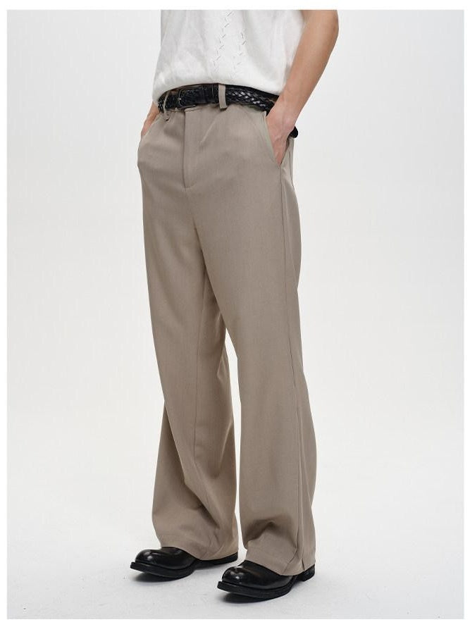 CATSSTAC Wrinkle Free Embroidered Loose Fit Subtle Flare Khaki Black Flared Pants