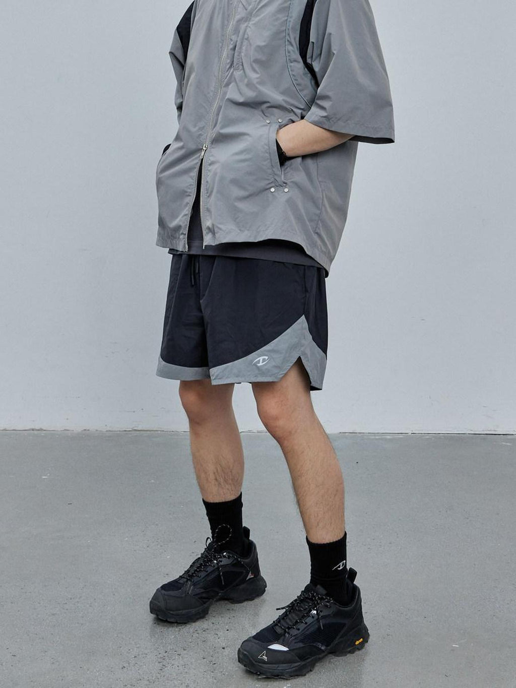 CATSSTAC Wrinkle Free Loose Fit Pockets Mid Rise Youth Casual Black Khaki Sports Shorts