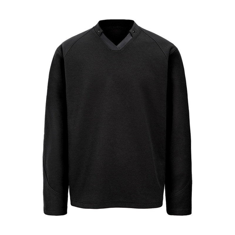 CATSSTAC_Youthful_Trendy_Oversized_V-neck_Long_Sleeve_Casual_Black_Gray_M_To_2Xl_Knitwear_MISSTT