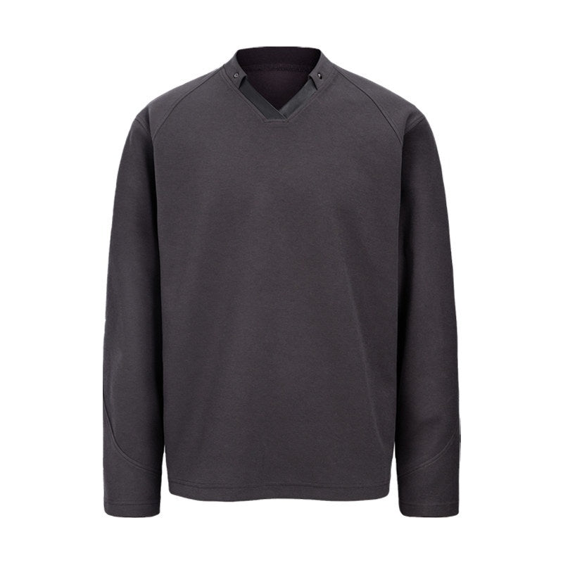 CATSSTAC_Youthful_Trendy_Oversized_V-neck_Long_Sleeve_Casual_Black_Gray_M_To_2Xl_Knitwear_MISSTT