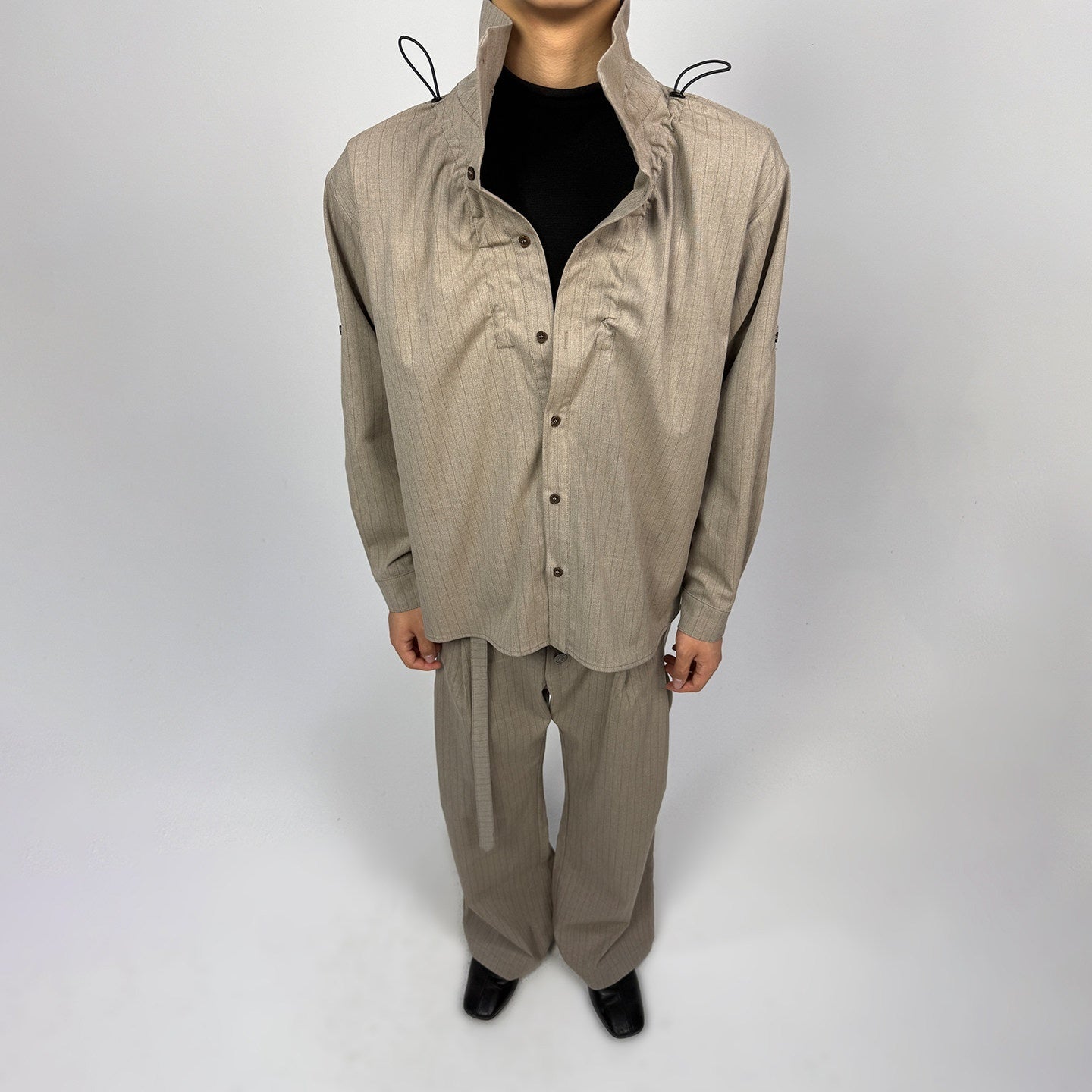 Hypeyourself_Adjustable_Patchwork_Stand_Collar_Long_Sleeve_Unisex_Striped_Silk_Blend_Shirts_MISSTT
