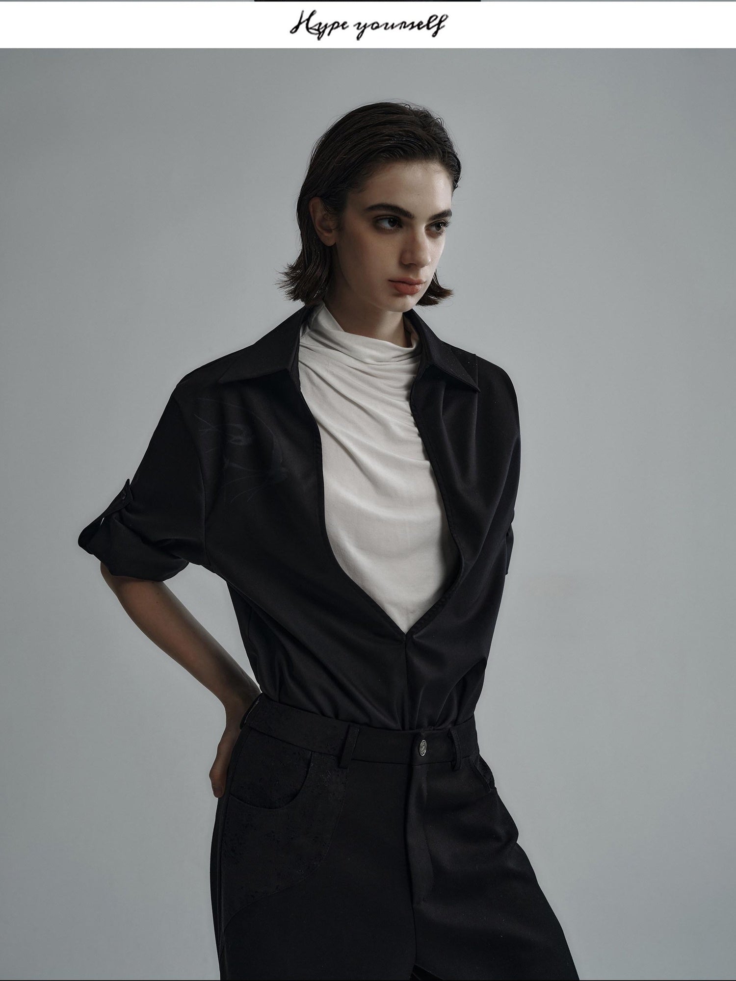 Hypeyourself Bamboo Blend Wrinkle Free Breathable Loose Fit Pointed Collar Unisex Shirts