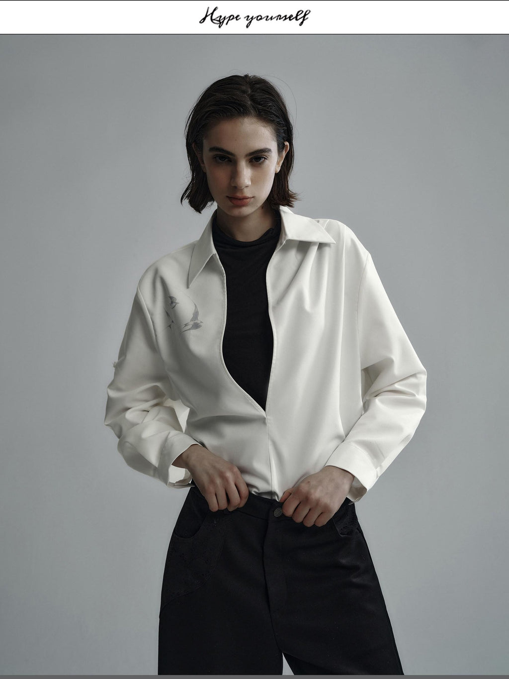 Hypeyourself Bamboo Blend Wrinkle Free Breathable Loose Fit Pointed Collar Unisex Shirts