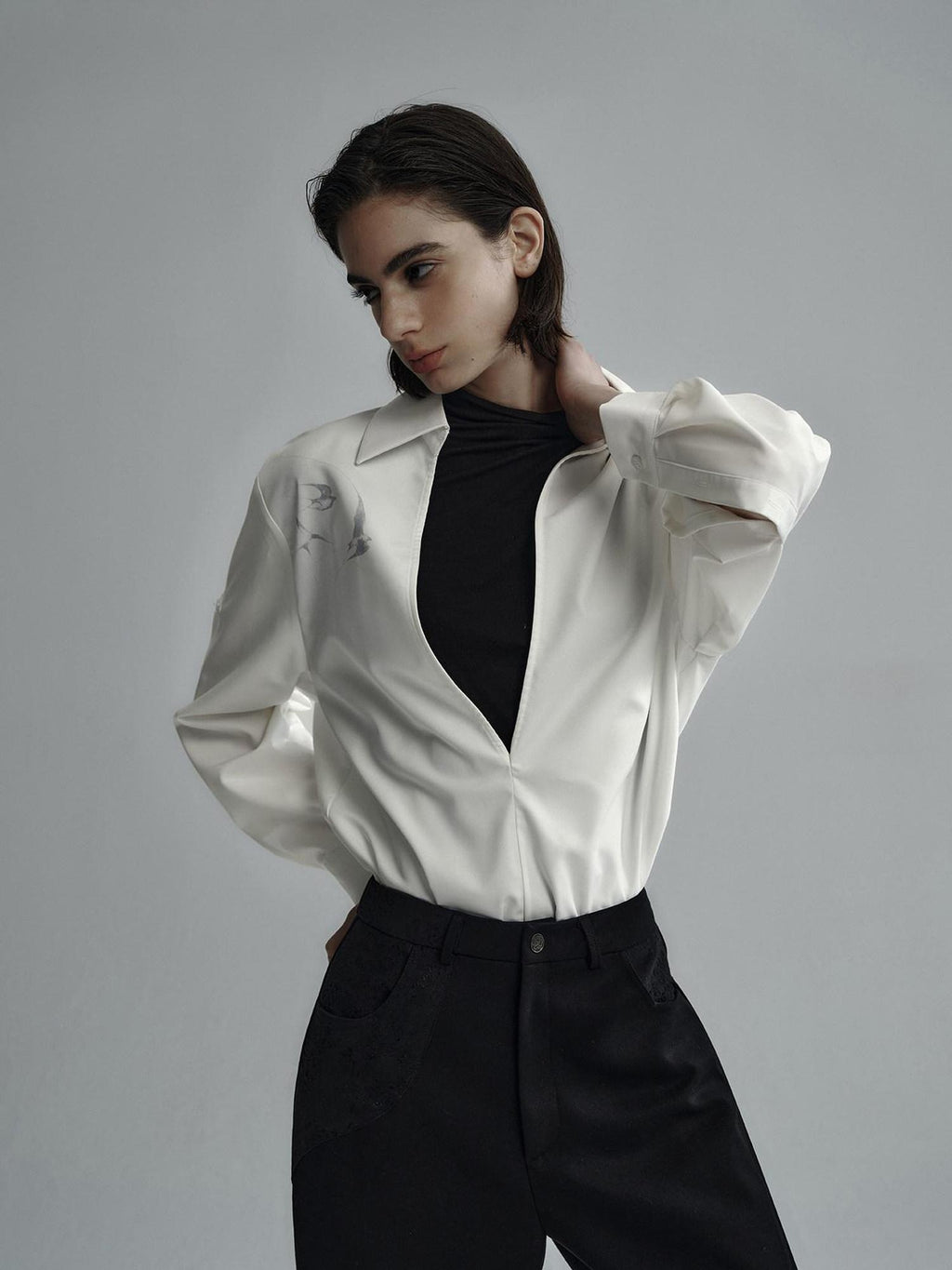 Hypeyourself Bamboo Blend Wrinkle Free Breathable Loose Fit Pointed Collar Unisex Shirts