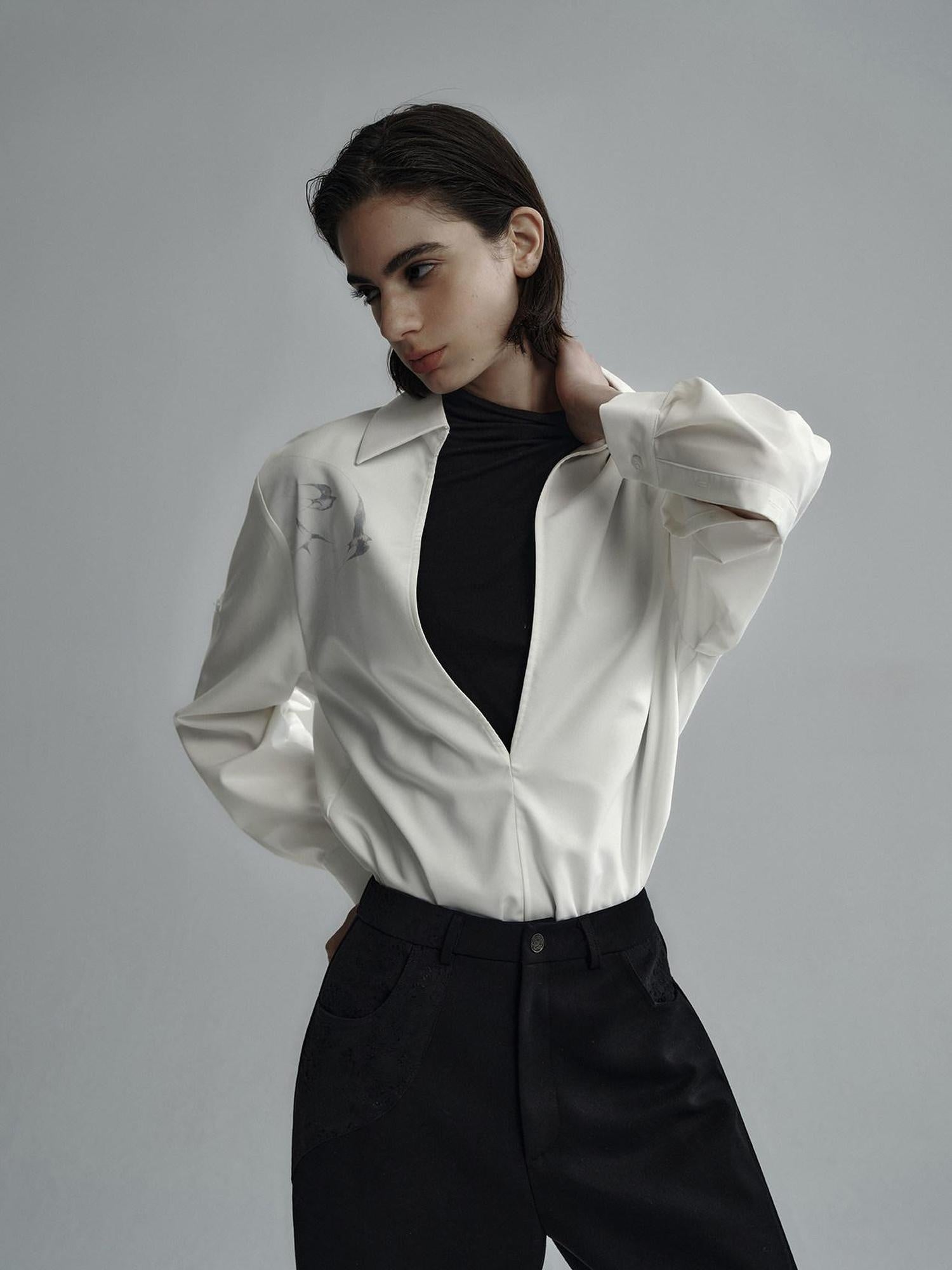 Hypeyourself Bamboo Blend Wrinkle Free Breathable Loose Fit Pointed Collar Unisex Shirts