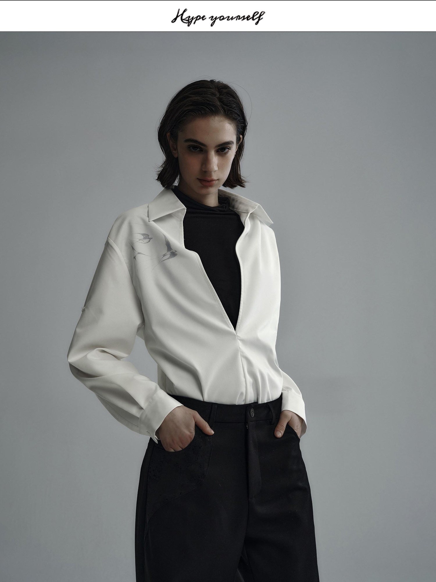 Hypeyourself Bamboo Blend Wrinkle Free Breathable Loose Fit Pointed Collar Unisex Shirts