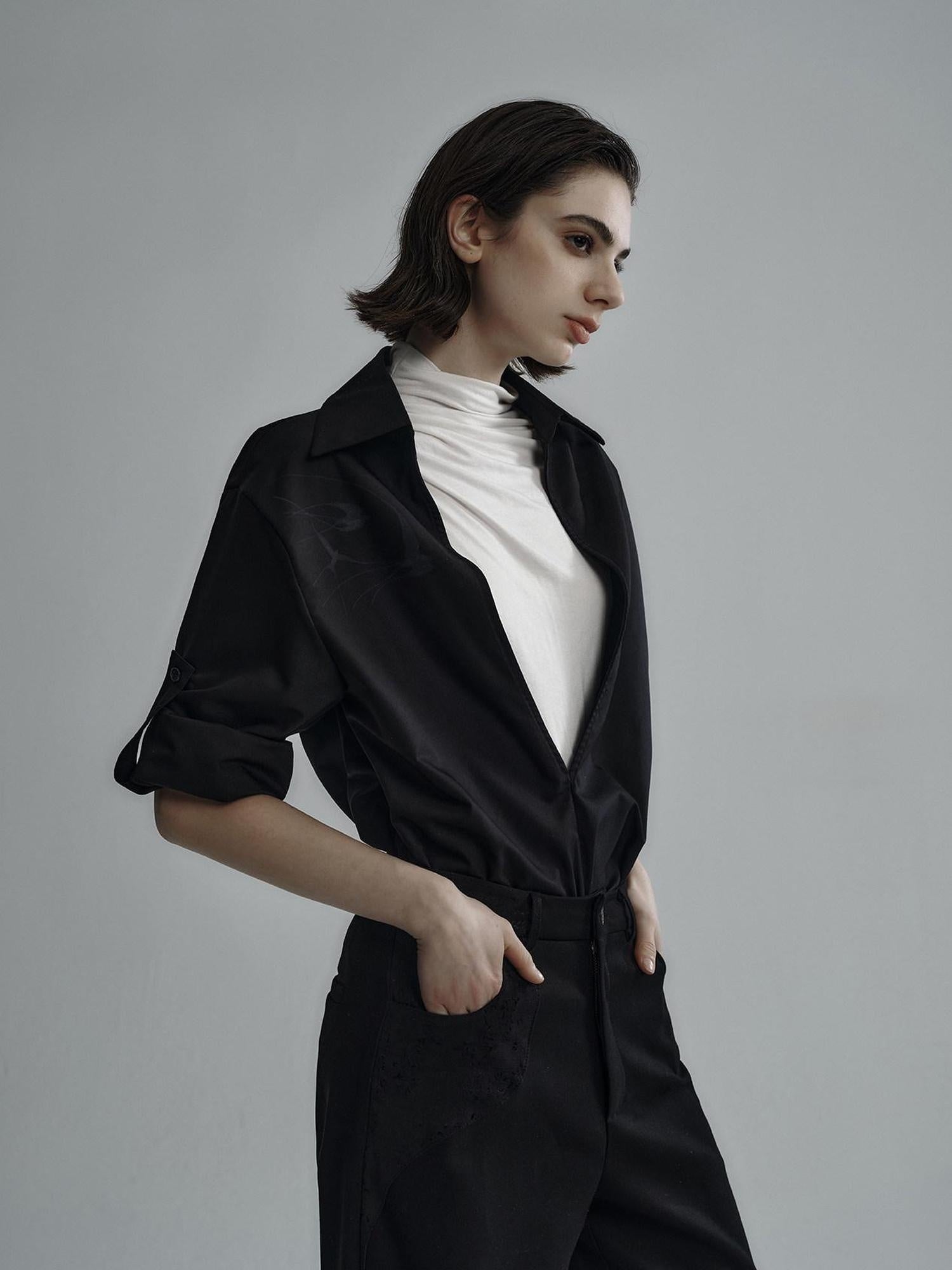 Hypeyourself Bamboo Blend Wrinkle Free Breathable Loose Fit Pointed Collar Unisex Shirts