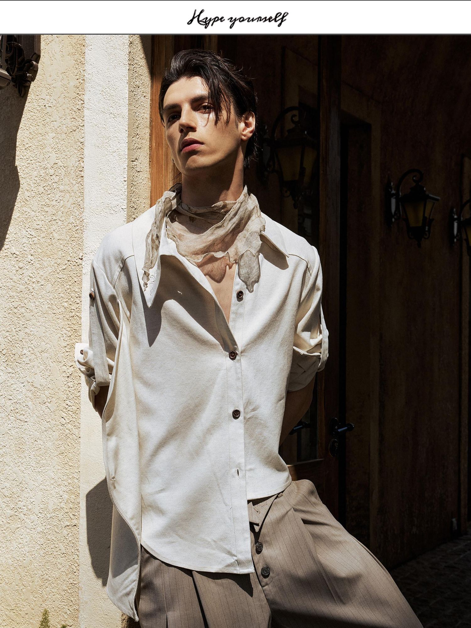 Hypeyourself Breathable Cotton Linen Blend Loose Minimalist Long Sleeve Unisex Striped Shirts