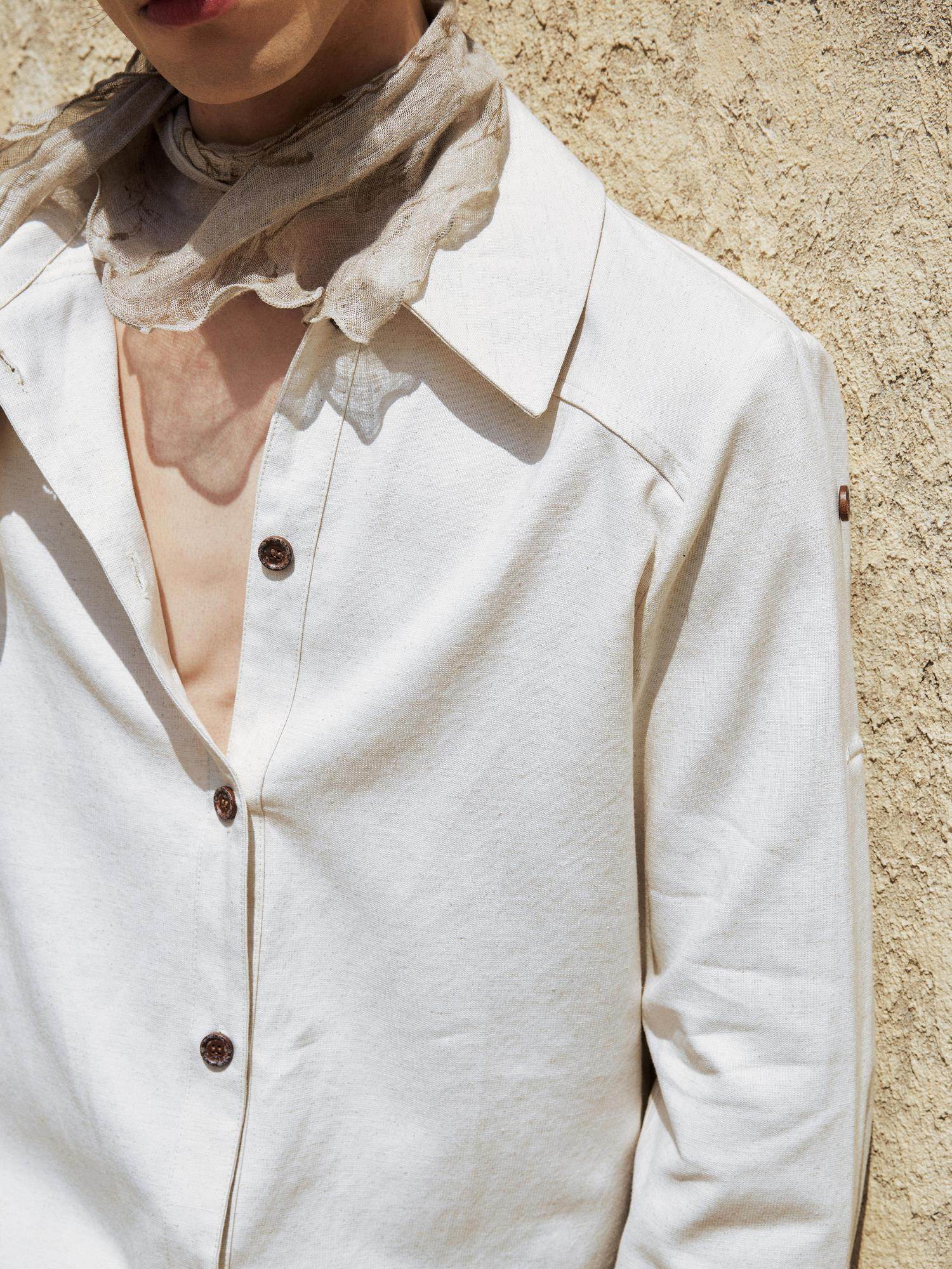 Hypeyourself Breathable Cotton Linen Blend Loose Minimalist Long Sleeve Unisex Striped Shirts