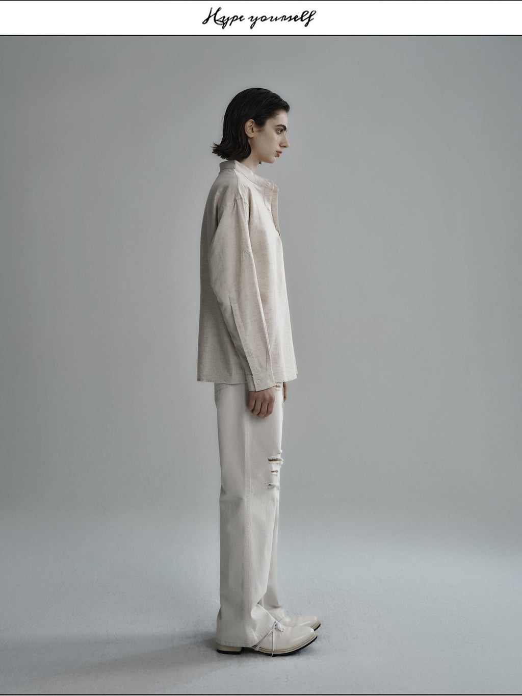 Hypeyourself Breathable Cotton Lyocell Linen Blend Loose Fit Half Collar Unisex Casual Shirts