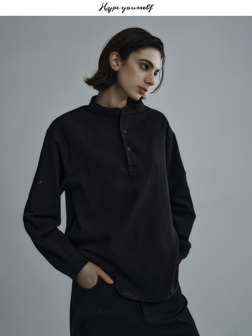 Hypeyourself Breathable Cotton Lyocell Linen Blend Loose Fit Half Collar Unisex Casual Shirts