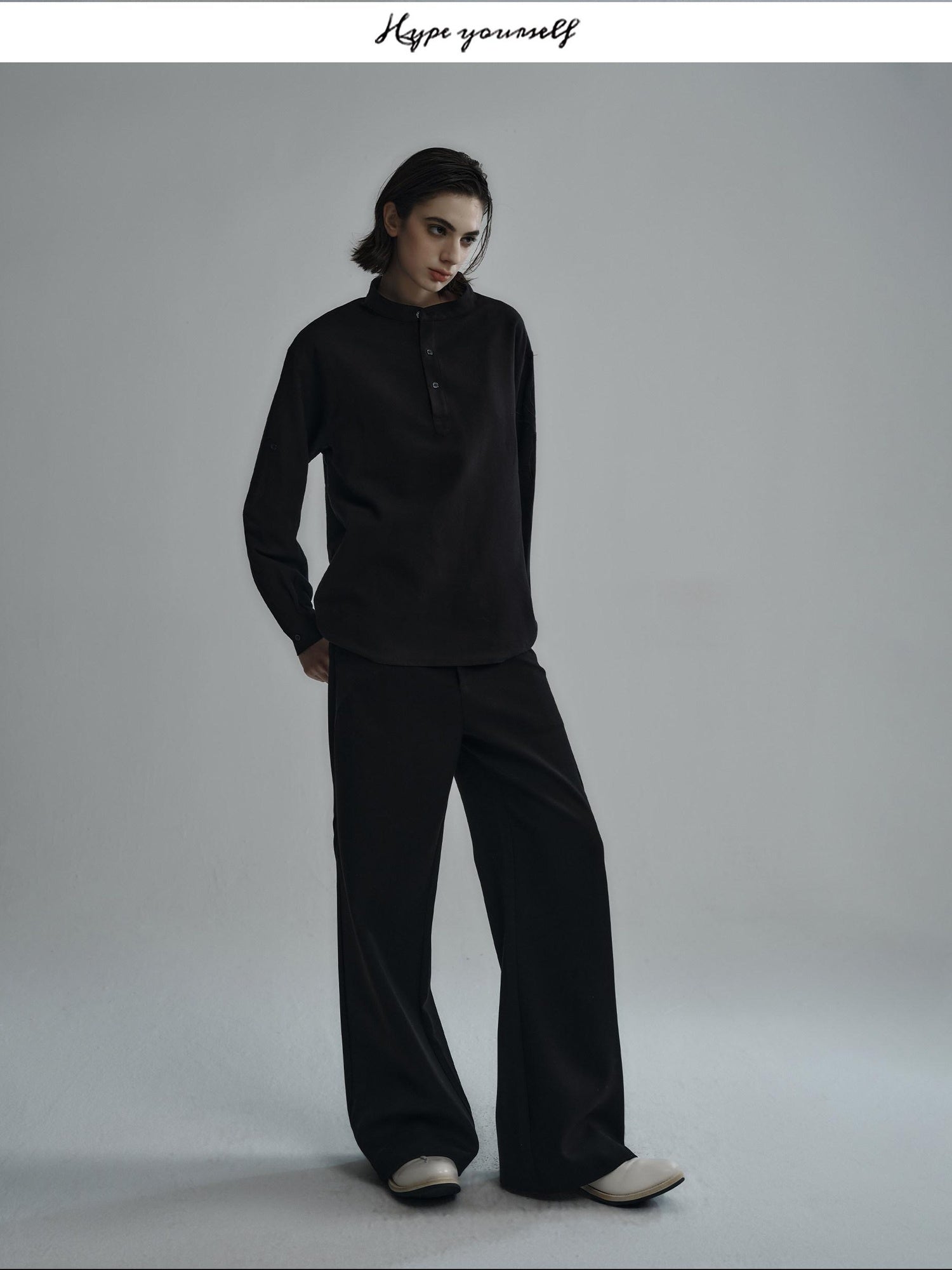 Hypeyourself Breathable Cotton Lyocell Linen Blend Loose Fit Half Collar Unisex Casual Shirts