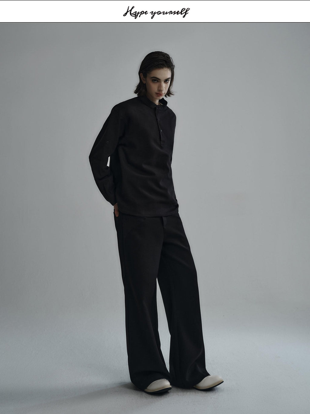 Hypeyourself Breathable Cotton Lyocell Linen Blend Loose Fit Half Collar Unisex Casual Shirts