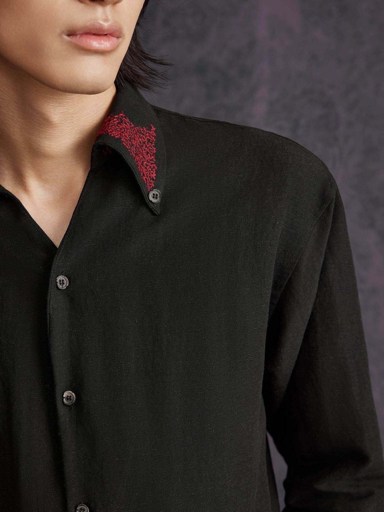 Hypeyourself Breathable Linen Blend Minimal Pointed Collar Unisex Long Sleeve Shirts