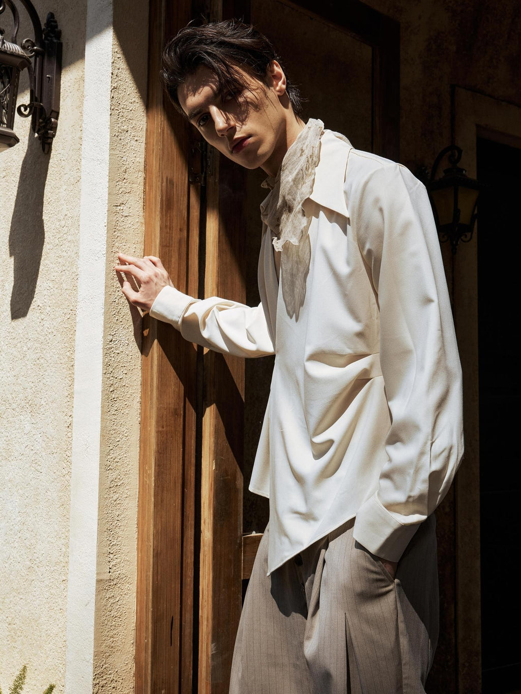 Hypeyourself Breathable Loose Italian Collar Unisex Button Long Sleeve Solid Shirts