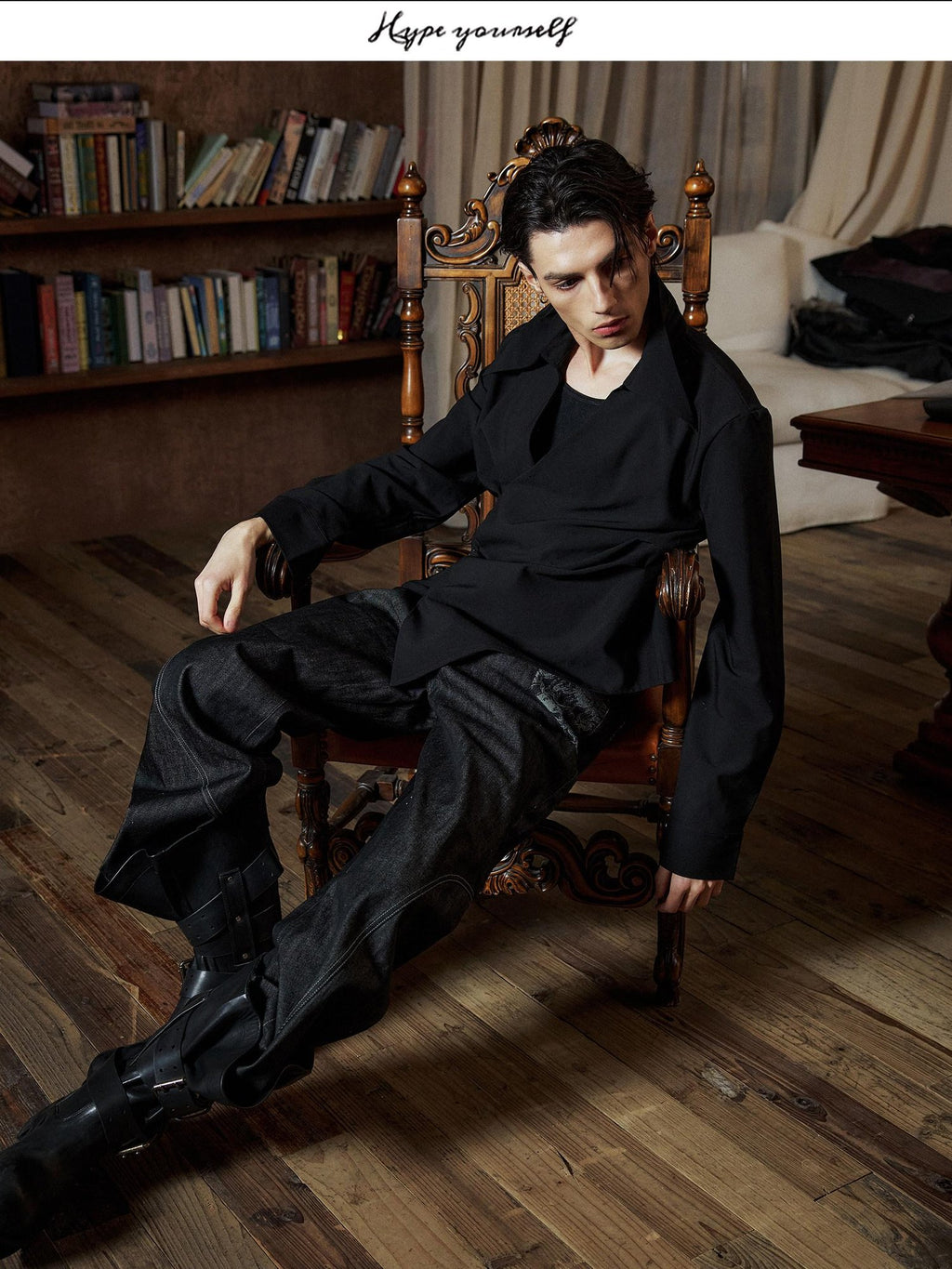 Hypeyourself Breathable Loose Italian Collar Unisex Button Long Sleeve Solid Shirts