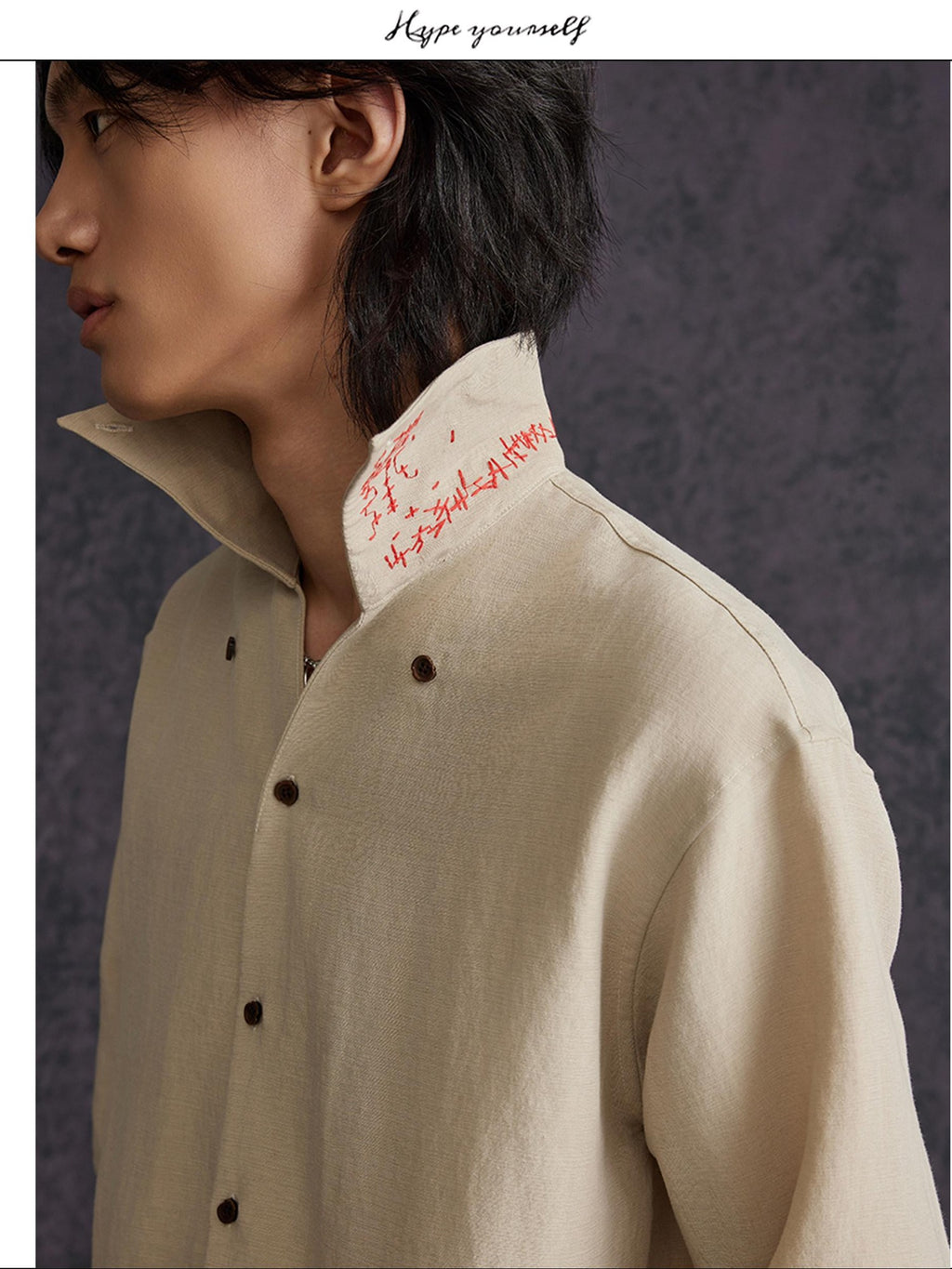 Hypeyourself Breathable Lyocell Linen Blend Minimalist Point Collar Unisex Casual Shirts