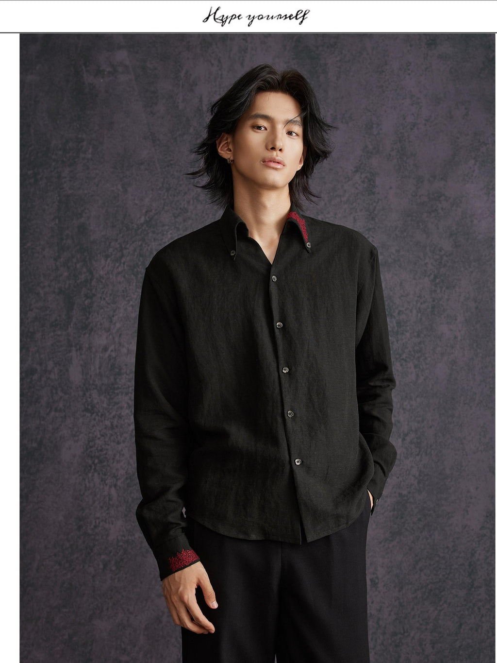 Hypeyourself Breathable Lyocell Linen Blend Minimalist Point Collar Unisex Casual Shirts