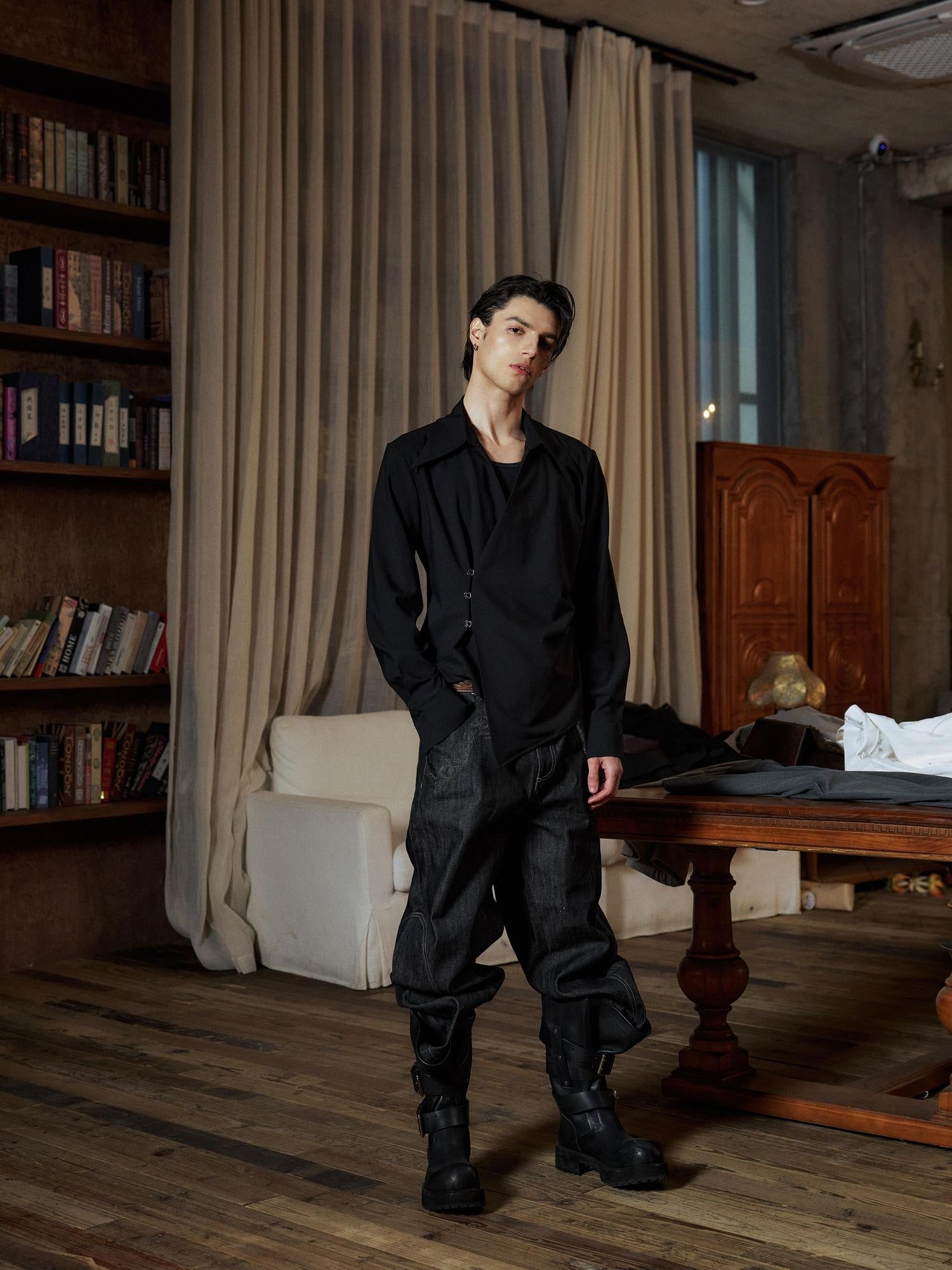 Hypeyourself Breathable Oversized Minimal Italian Collar Buttoned Unisex Long Sleeve Shirts