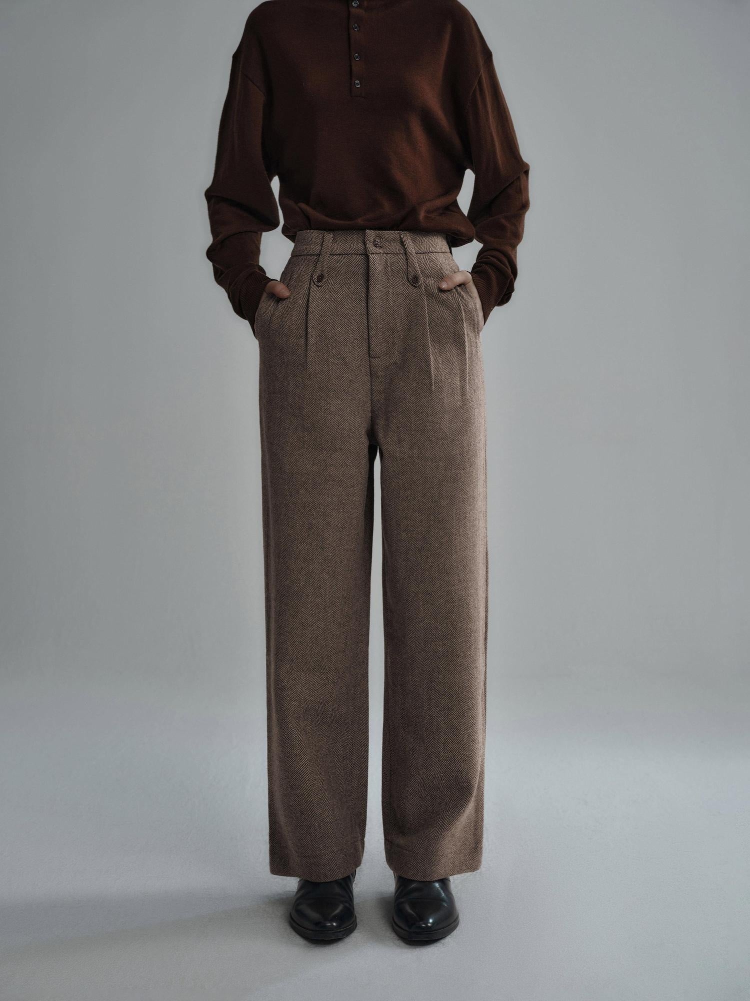 Hypeyourself Casual Cool Solid Black Dark Brown Youth Long Length Straight Pants
