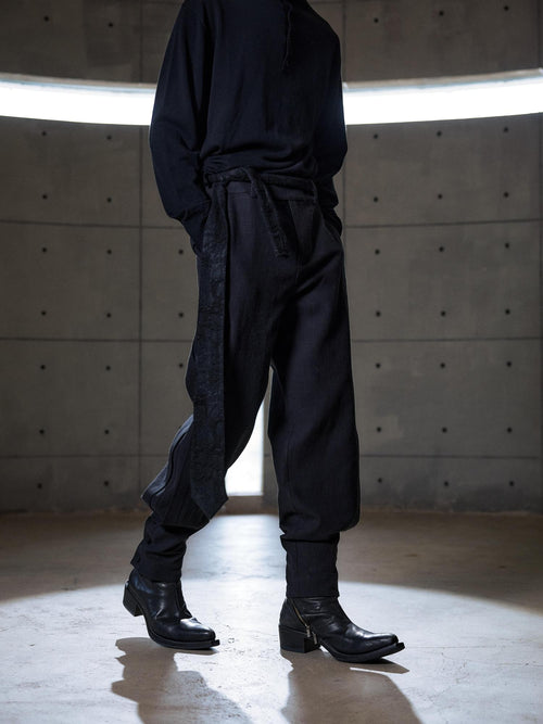 Hypeyourself Cinched Waist Linen Smart Casual Tapered Black Light Stretch Flared Pants
