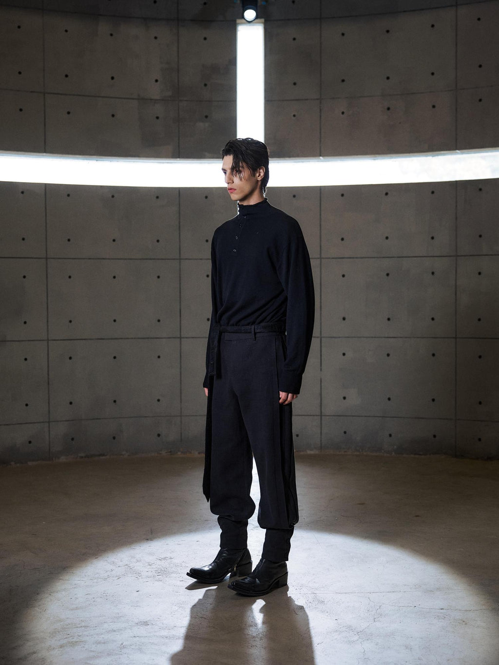 Hypeyourself Cinched Waist Linen Smart Casual Tapered Black Light Stretch Flared Pants