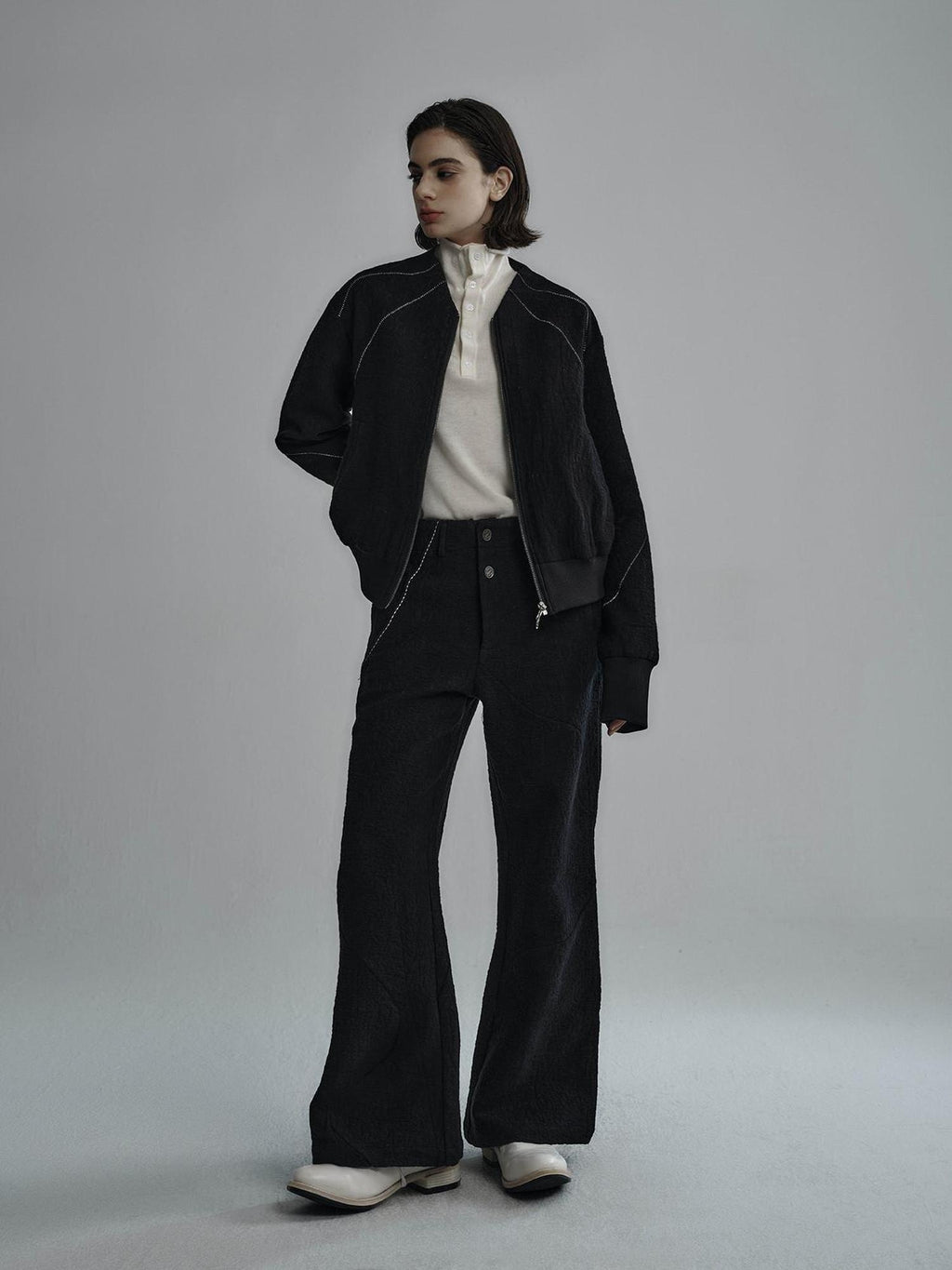 Hypeyourself Comfortable Loose Fit Casual Business Youth Solid Color Long Flared Pants