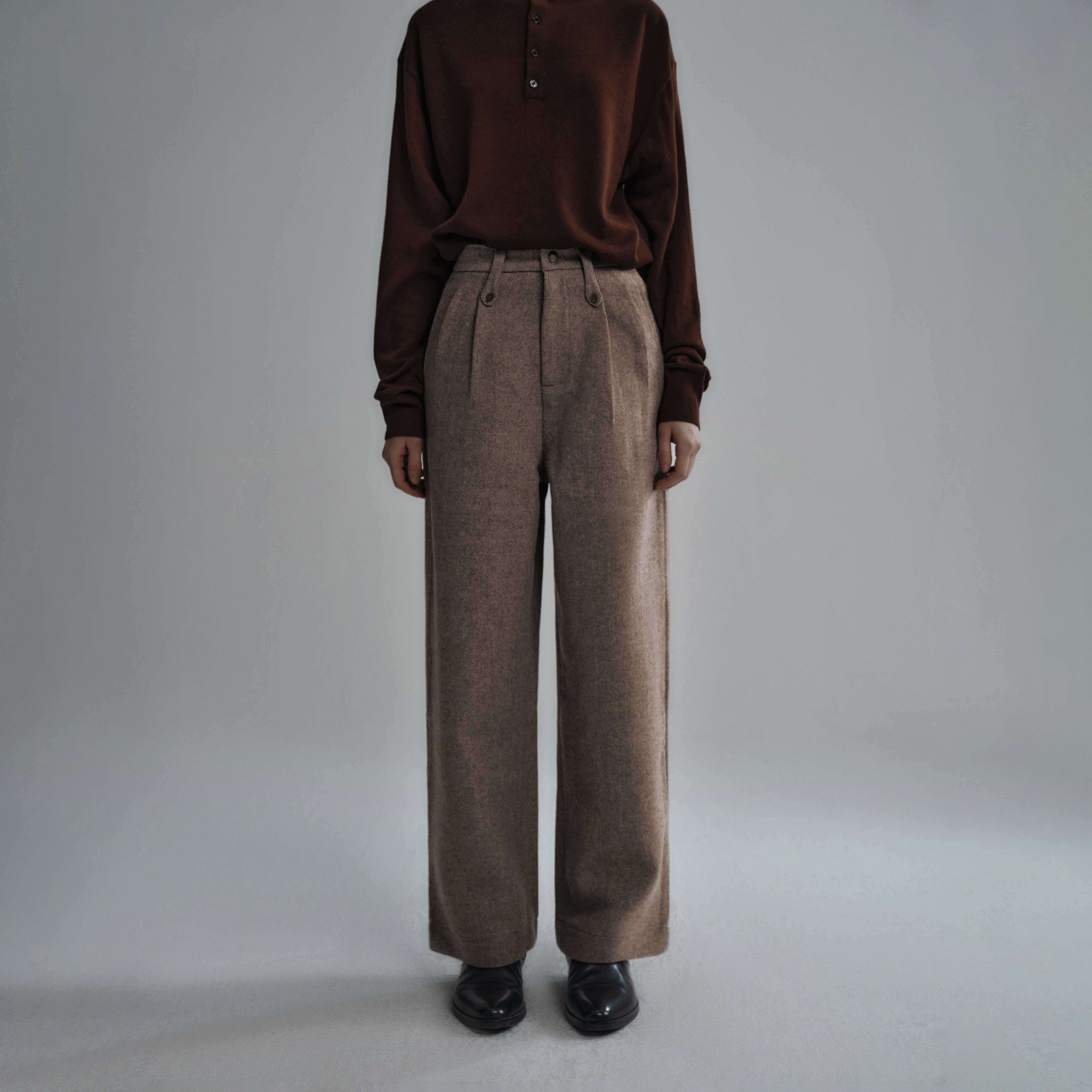 Hypeyourself_Comfortable_Versatile_Edgy_Casual_Youth_Solid_Black_Dark_Brown_Straight_Pants_MISSTT