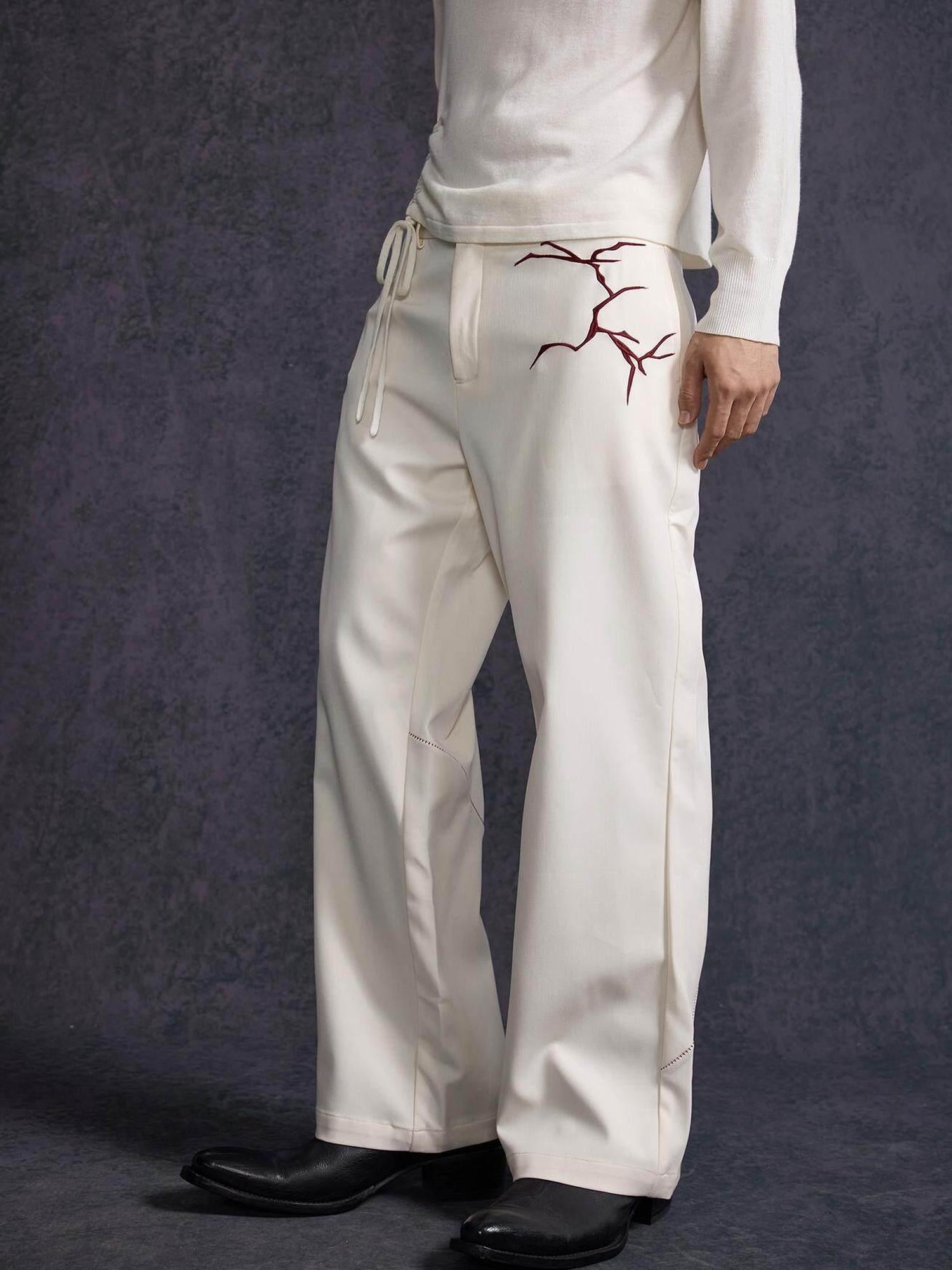 Hypeyourself Composite Fabric Loose Fit Patchwork Casual Everyday Black White Straight Pants