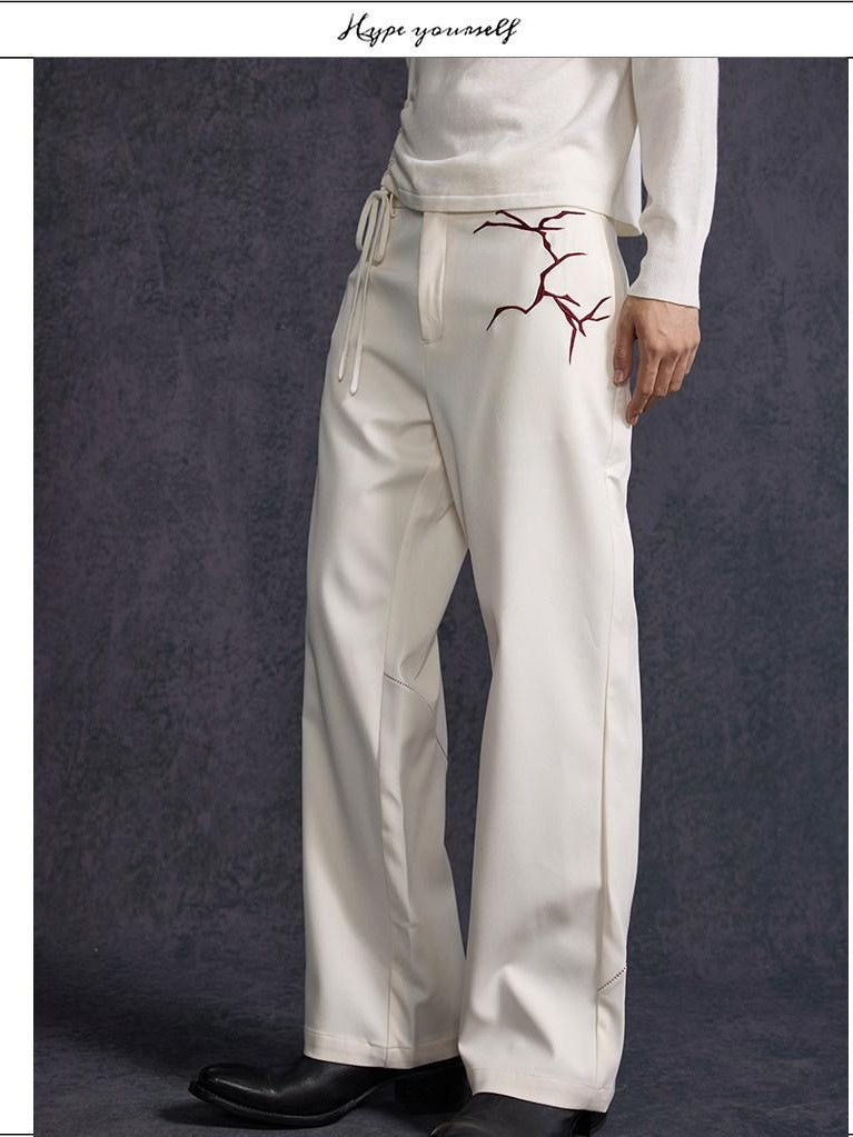 Hypeyourself Composite Fabric Loose Fit Patchwork Casual Everyday Black White Straight Pants