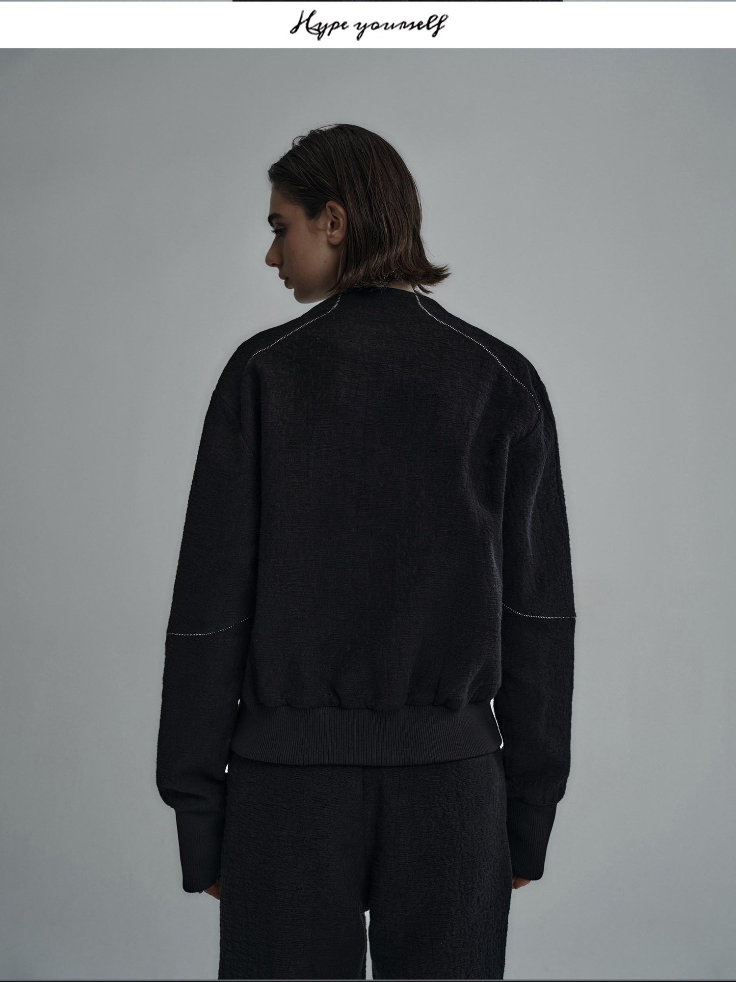 Hypeyourself Cotton Blend Patchwork Oversized Unisex Collarless Zipper Cropped Jackets