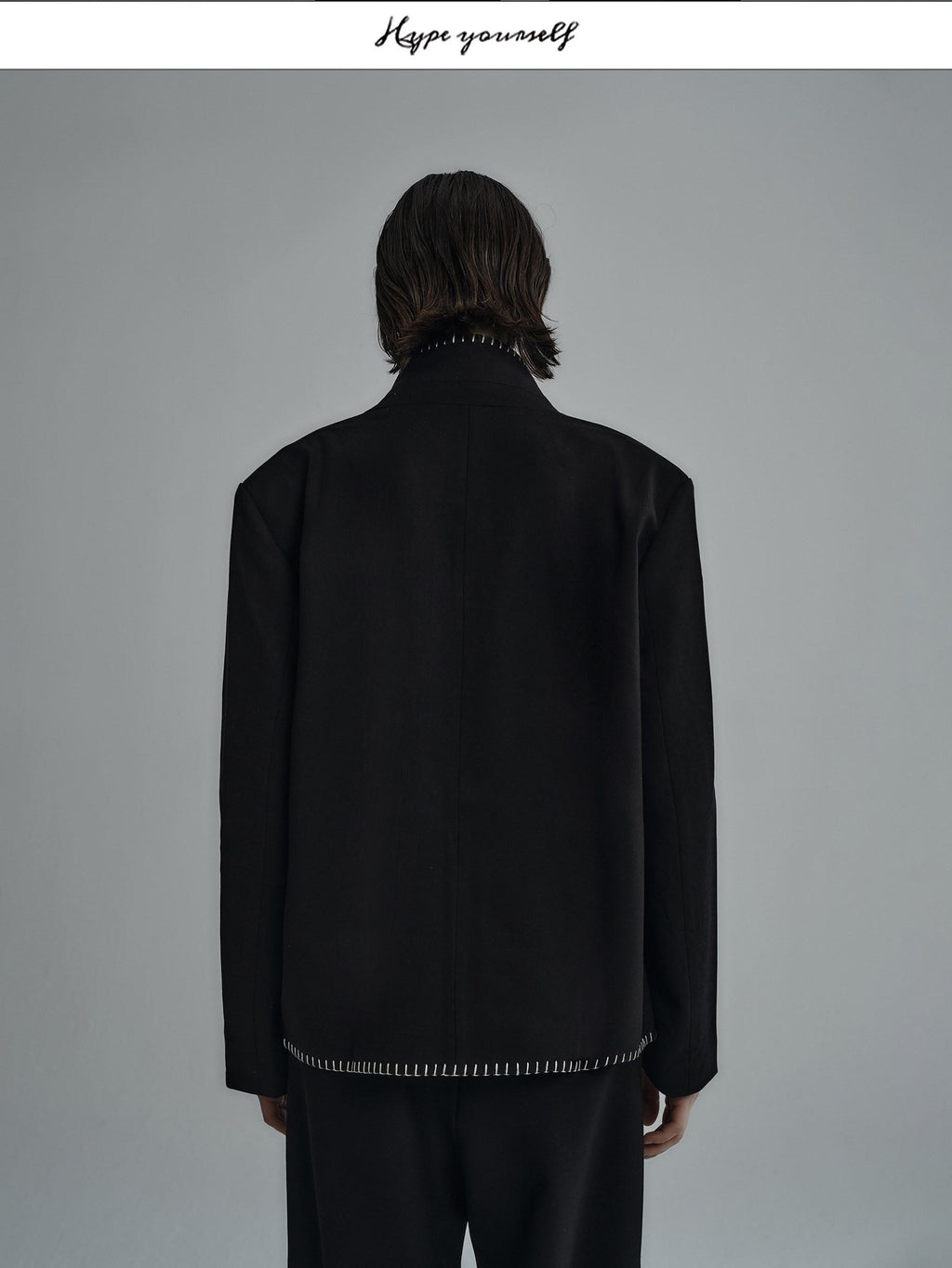 Hypeyourself Cotton Stretch Minimalist Stand Collar Short Unisex Black Ivory Cropped Jackets
