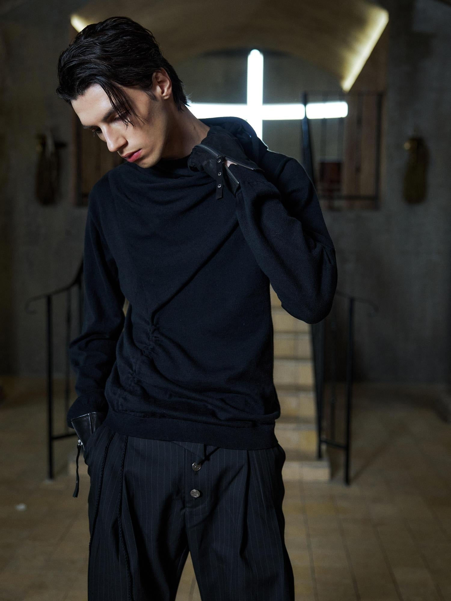 Hypeyourself Cozy Brushed Slim Fit Minimal Cardigan Crewneck Men Commuter Knitwear Sweaters