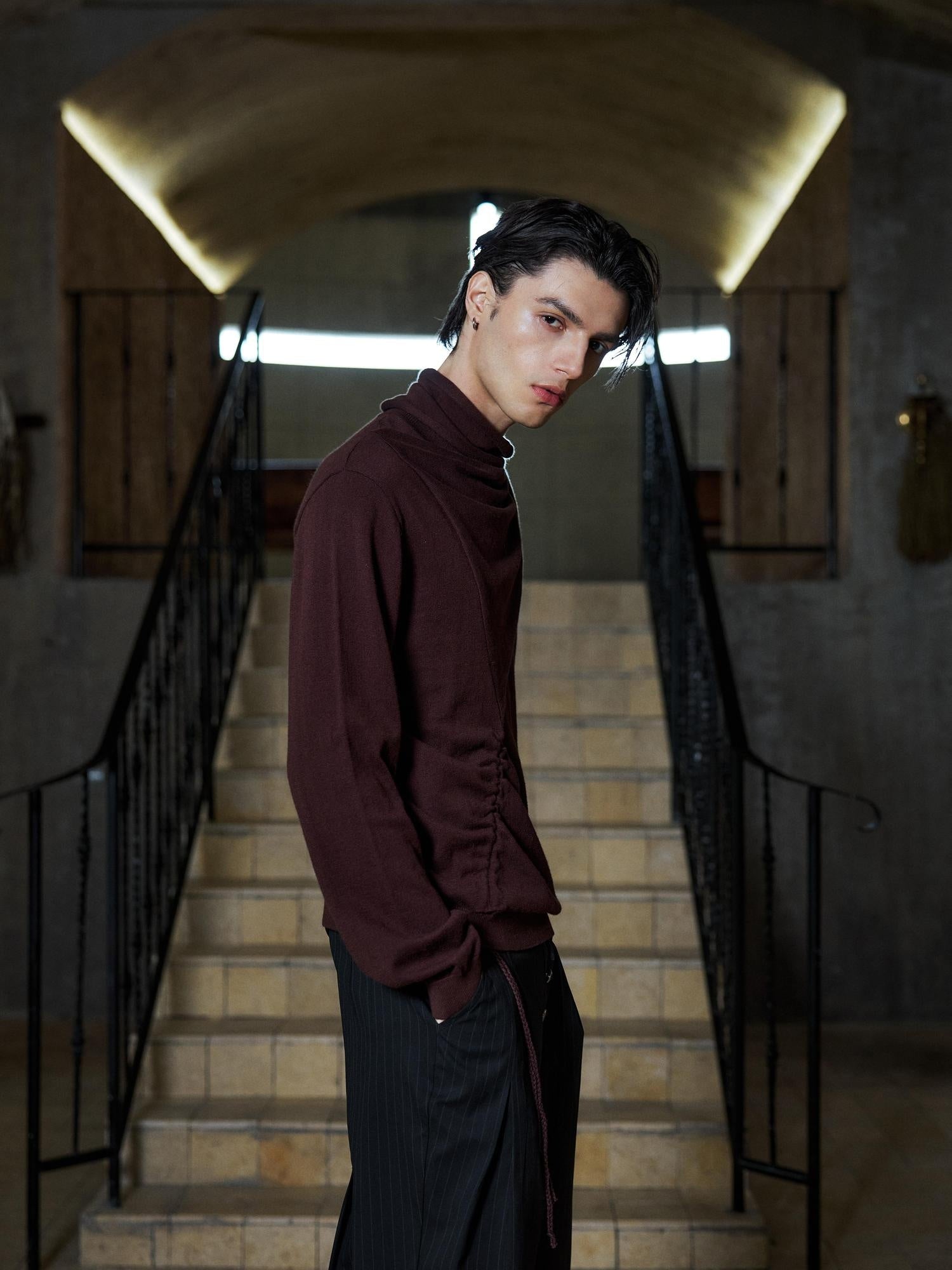 Hypeyourself Cozy Brushed Slim Fit Minimal Cardigan Crewneck Men Commuter Knitwear Sweaters