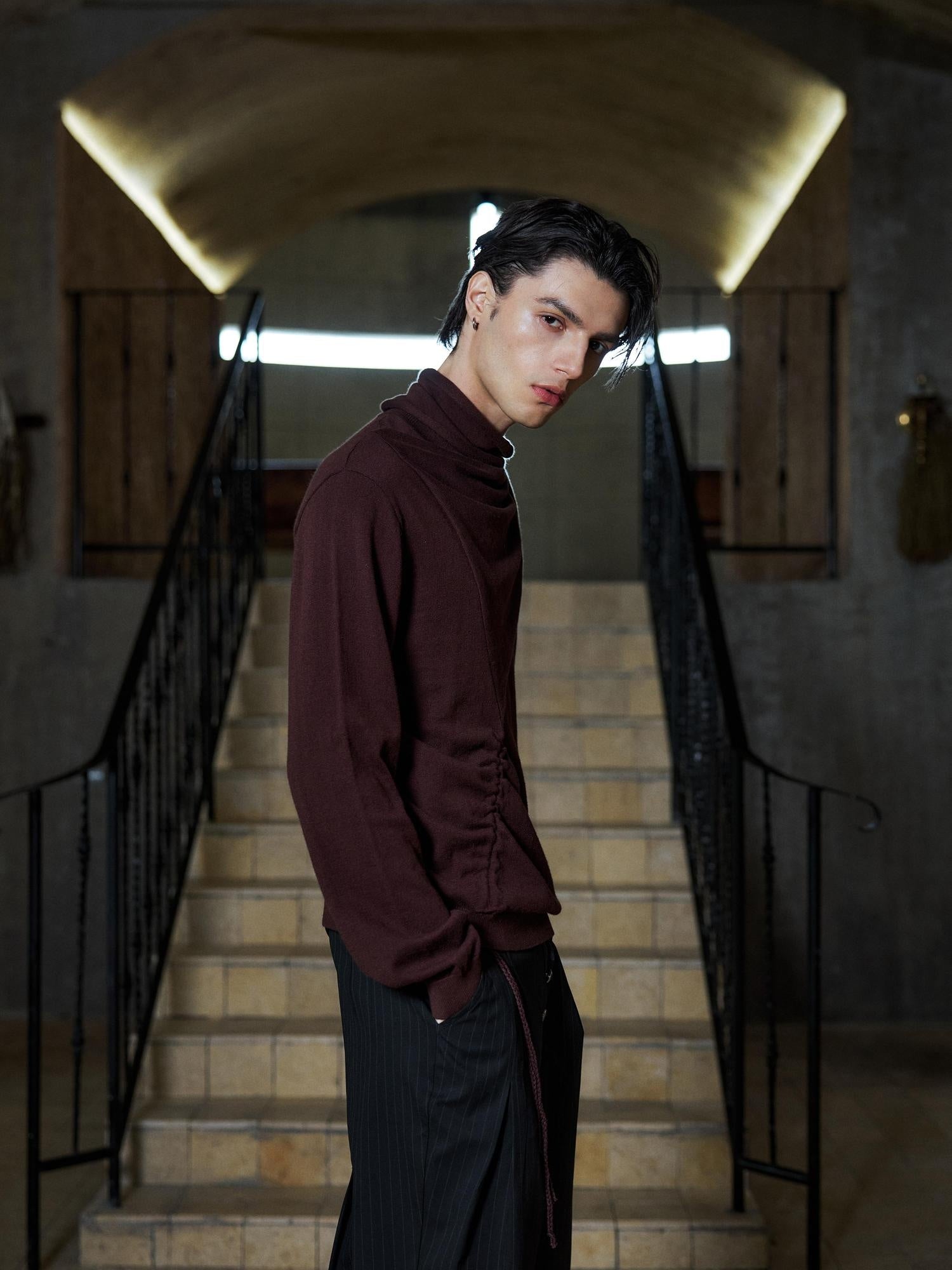 Hypeyourself Cozy Brushed Slim Fit Minimal Cardigan Crewneck Men Commuter Knitwear Sweaters