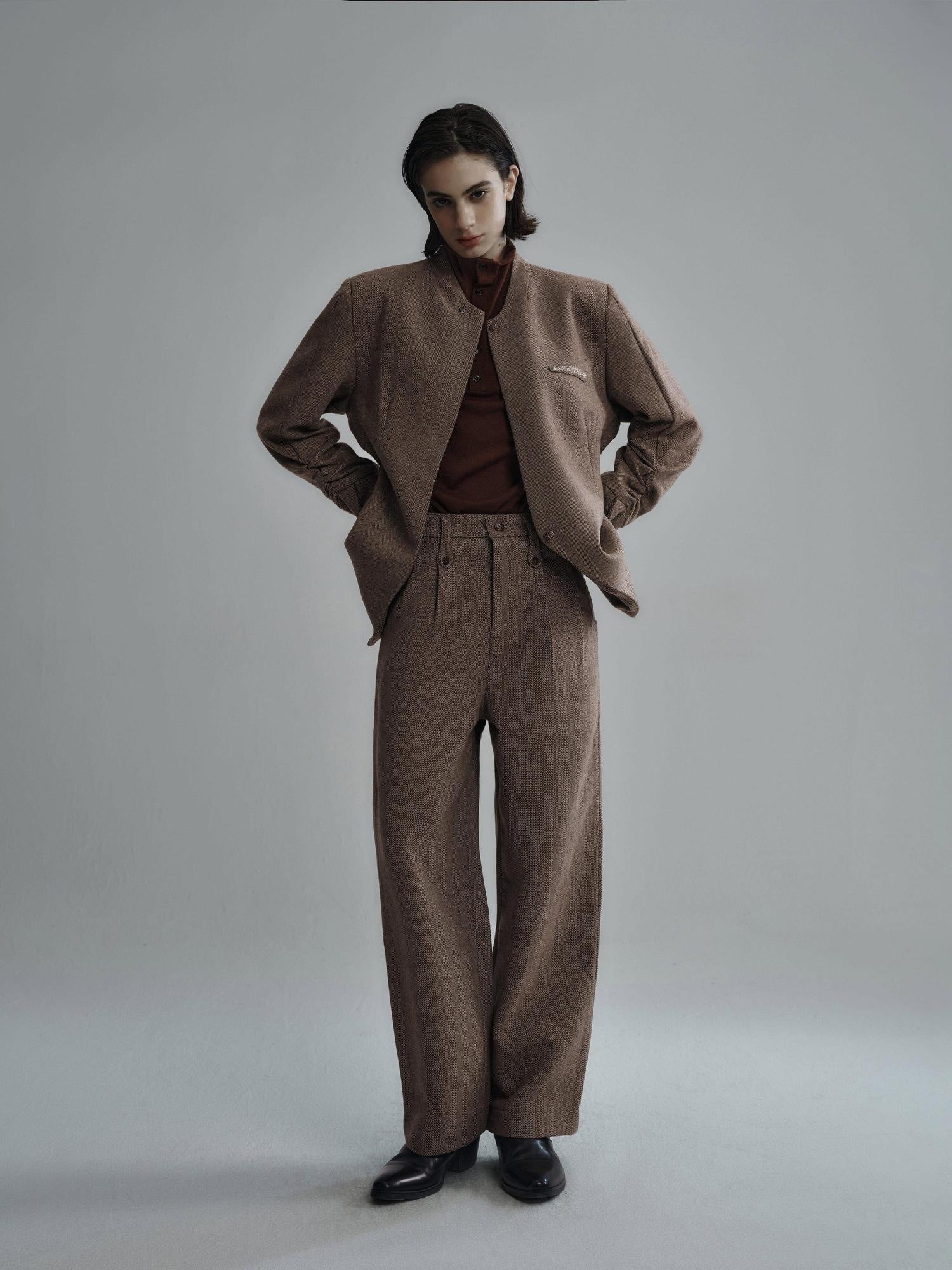Hypeyourself Edgy Straight Cut Solid Black Dark Brown Casual Youth Long Straight Pants