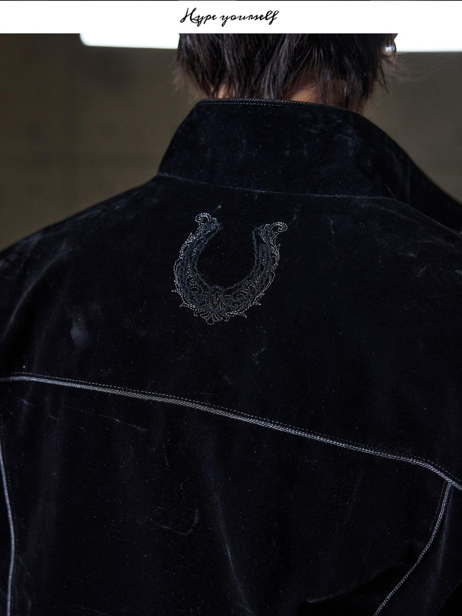 Hypeyourself Embroidered Denim 100% Cotton Retro Regular Turndown Collar Men Cropped Jackets