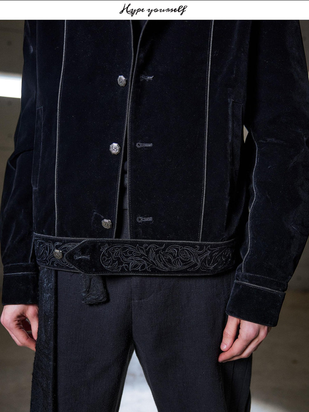 Hypeyourself Embroidered Denim 100% Cotton Retro Regular Turndown Collar Men Cropped Jackets