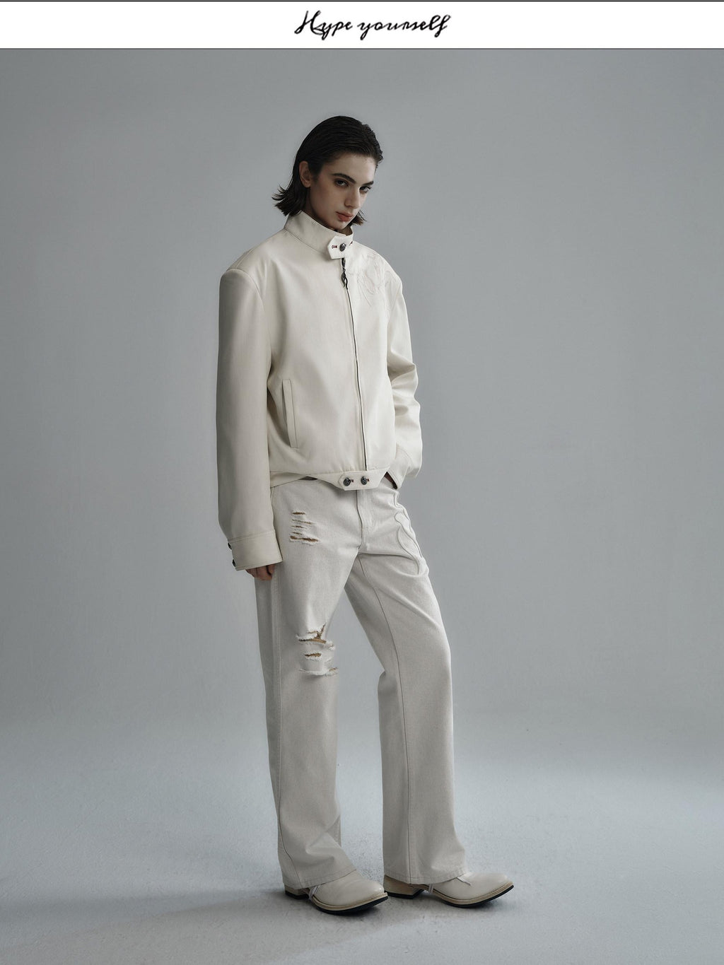 Hypeyourself Embroidered Loose Fit Stand Collar Striped Unisex Urban Polyester Cropped Jackets