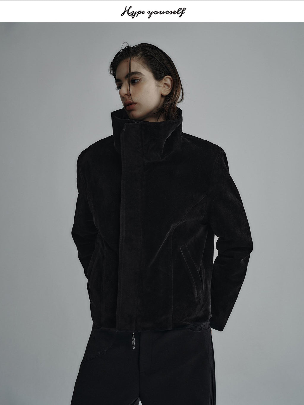 Hypeyourself Embroidered Suede High Collar Thick Minimalist Unisex Casual Leather Jackets