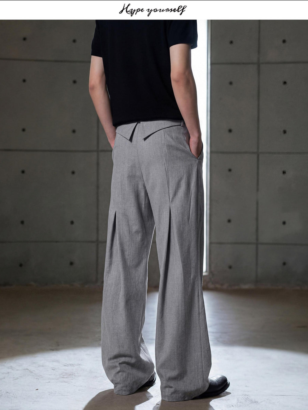Hypeyourself High Waist Embroidered Pleated Urban Casual Business Loose Striped Flared Pants