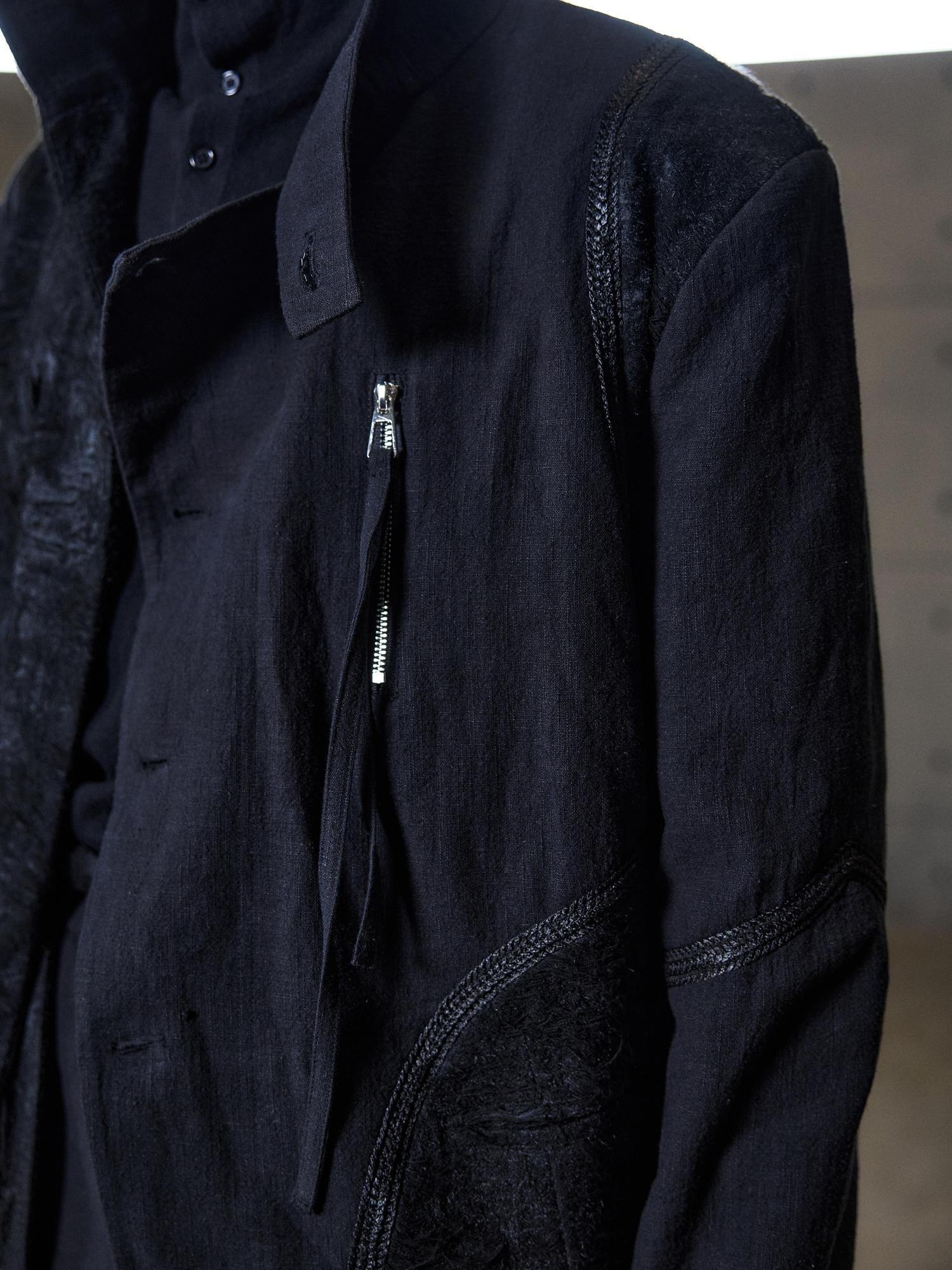 Hypeyourself Linen Blend Waist Cinch Vintage Patchwork Unisex Button Collar Cropped Jackets