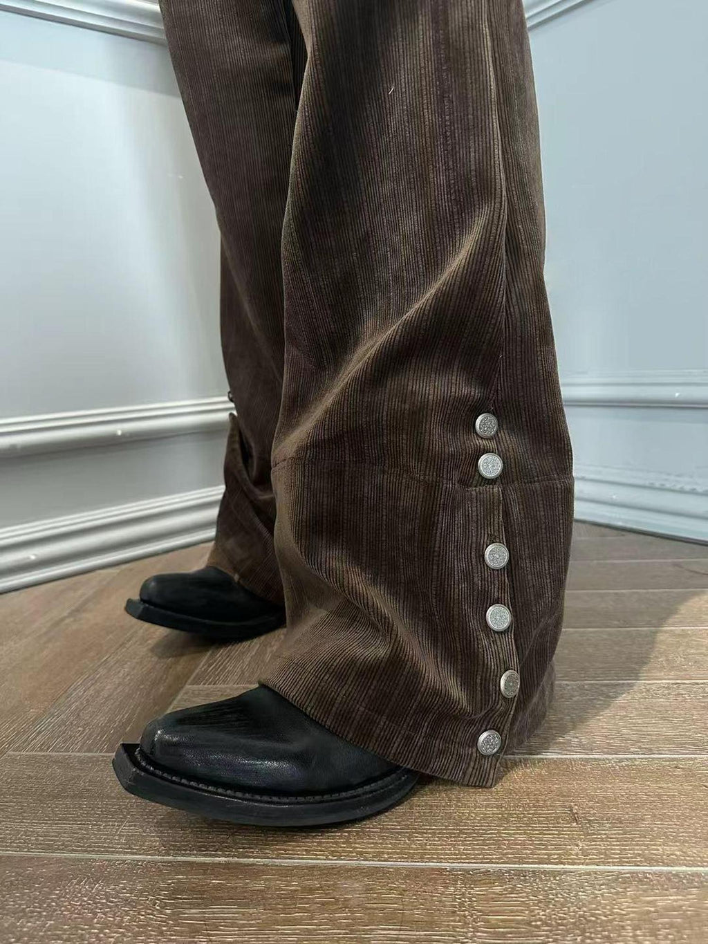 Hypeyourself Loose Fit Edgy Urban Casual Teen Solid Brown Wide Leg Flared Pants