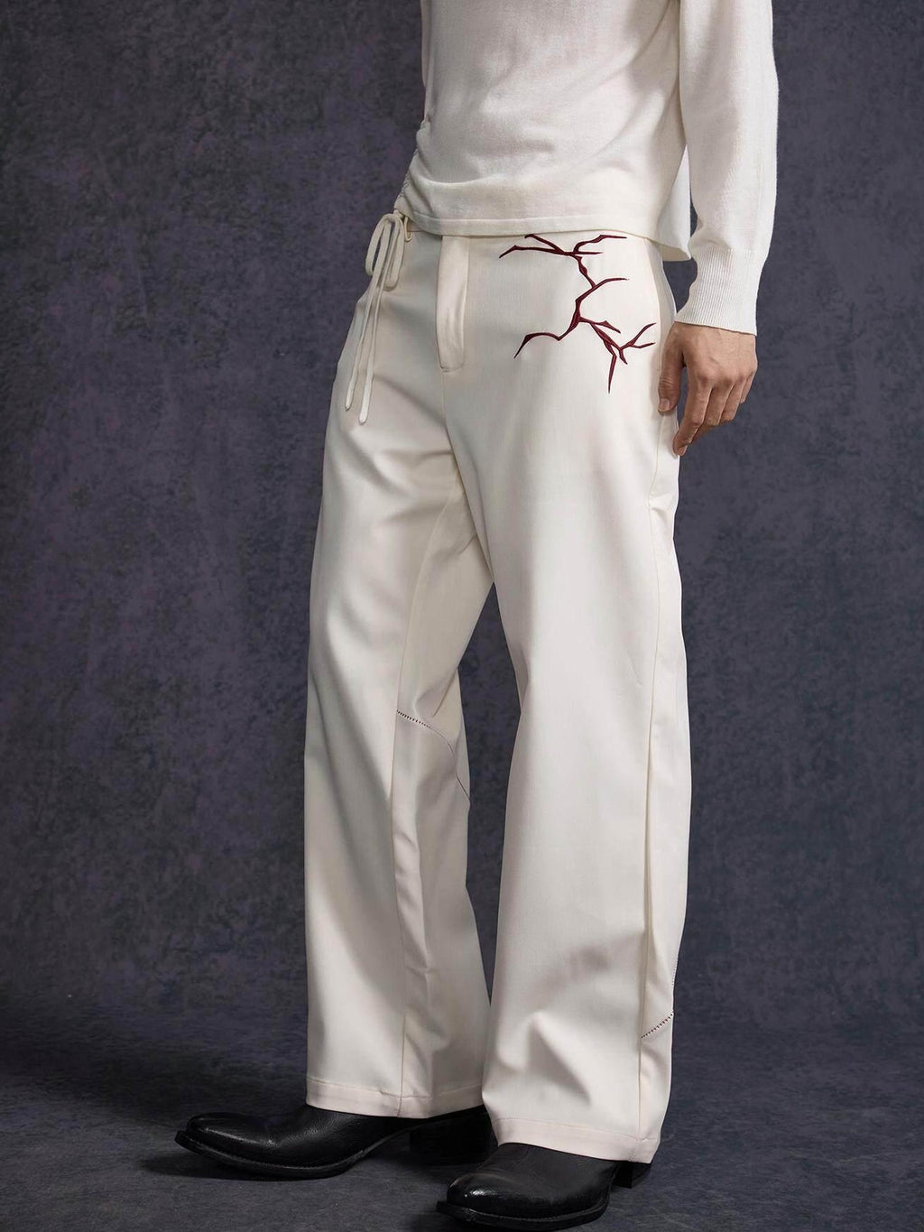 Hypeyourself Loose Fit Patchwork Composite Fabric Casual Youth Black White Straight Pants