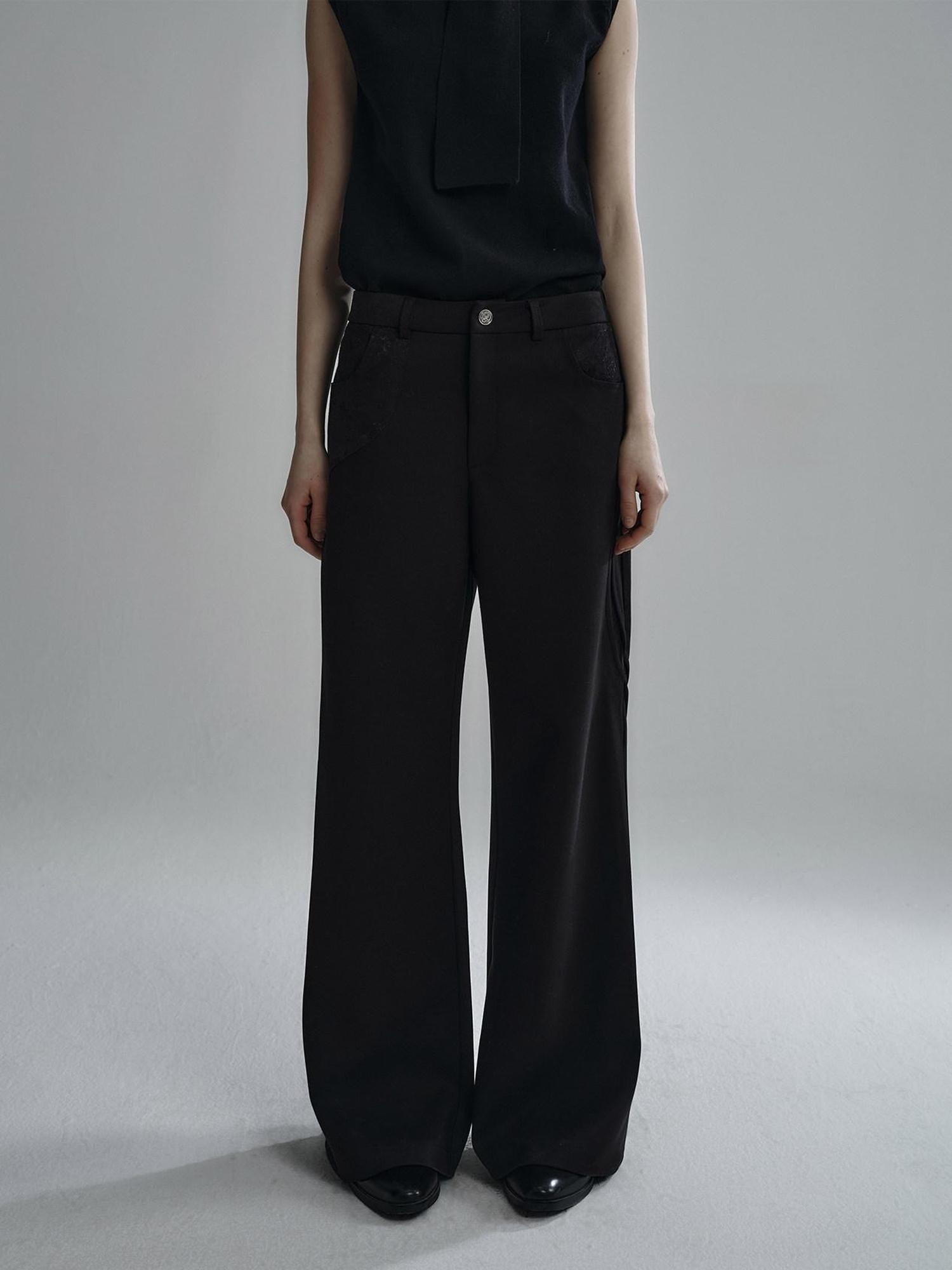 Hypeyourself Obsidian Black Loose Fit Cool Urban Casual Youth Solid Wide Leg Flared Pants