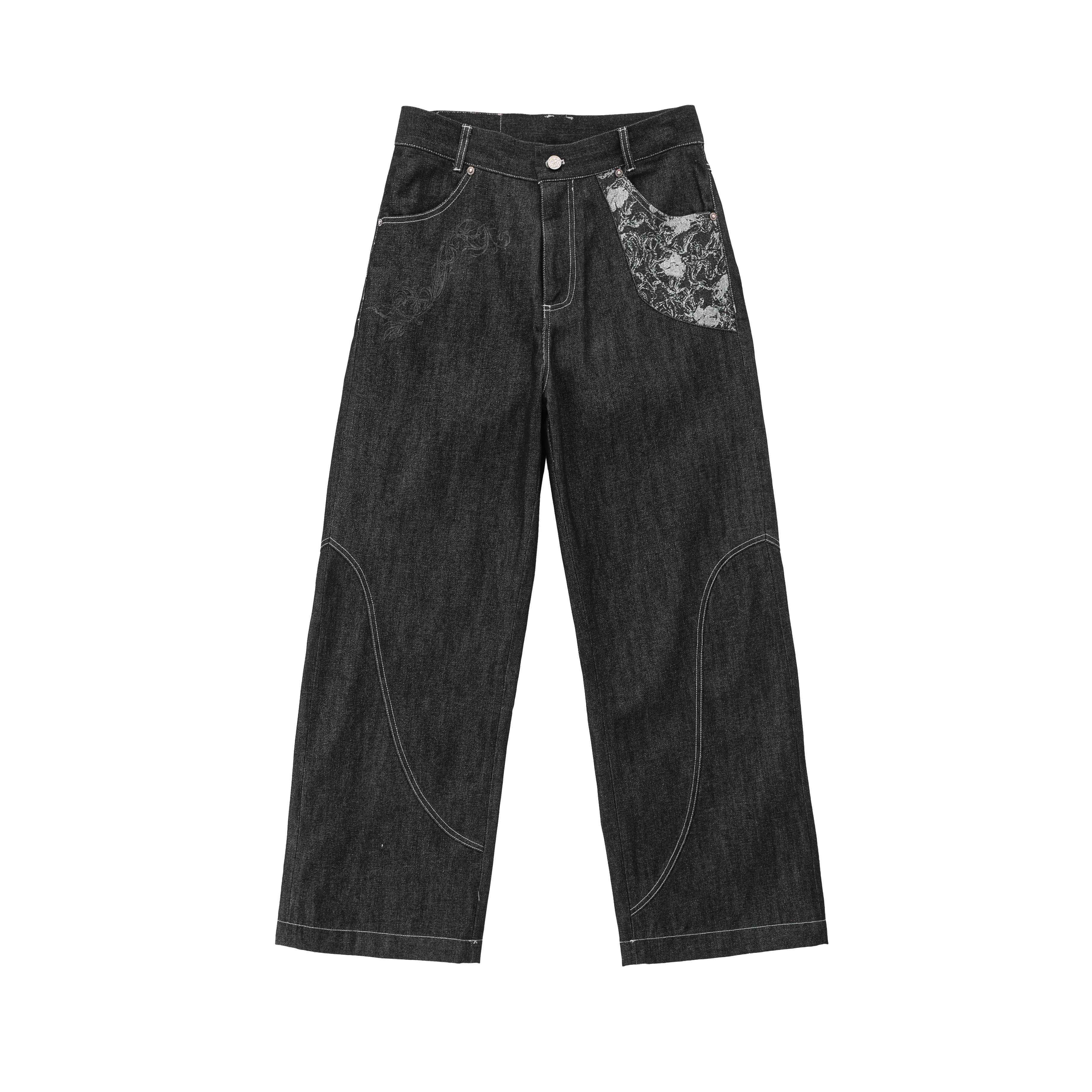 Hypeyourself_Selvedge_Denim_Patchwork_Mid_Rise_Stainproof_Loose_Casual_Straight_Leg_Jeans_MISSTT