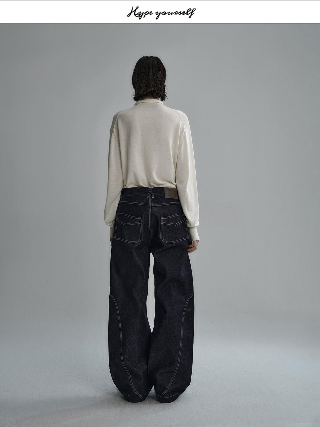 Hypeyourself Selvedge Denim Patchwork Mid Rise Stainproof Loose Casual Straight Leg Jeans